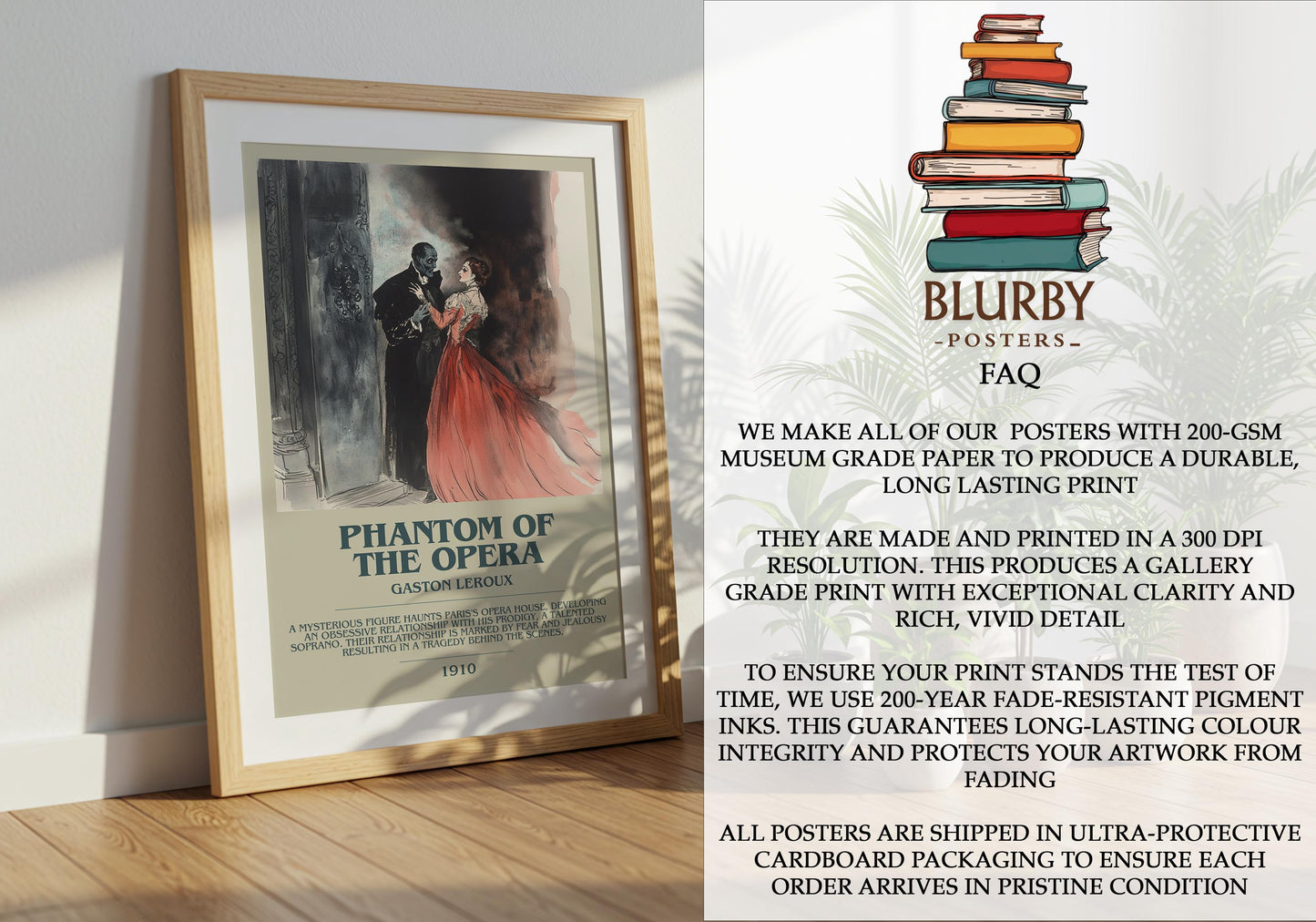 Phantom Of The Opera by Gaston Leroux | Descriptive Modern Book Art | Poster