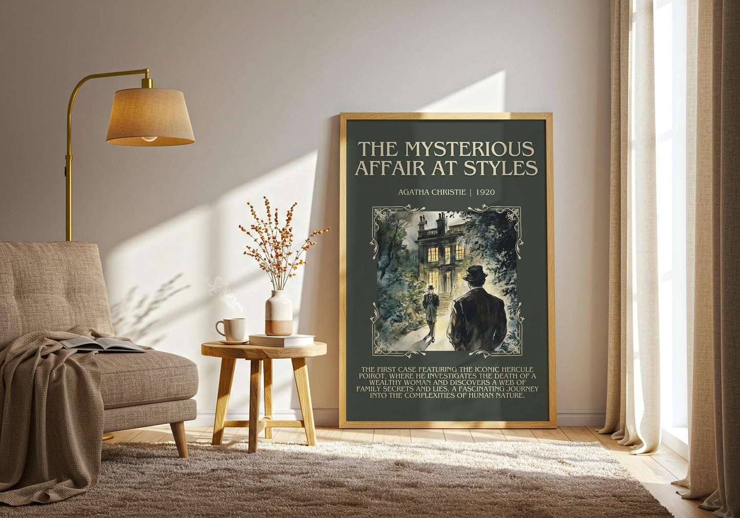 The Mysterious Affair At Styles by Agatha Christie | Descriptive Book Poster | Blurby