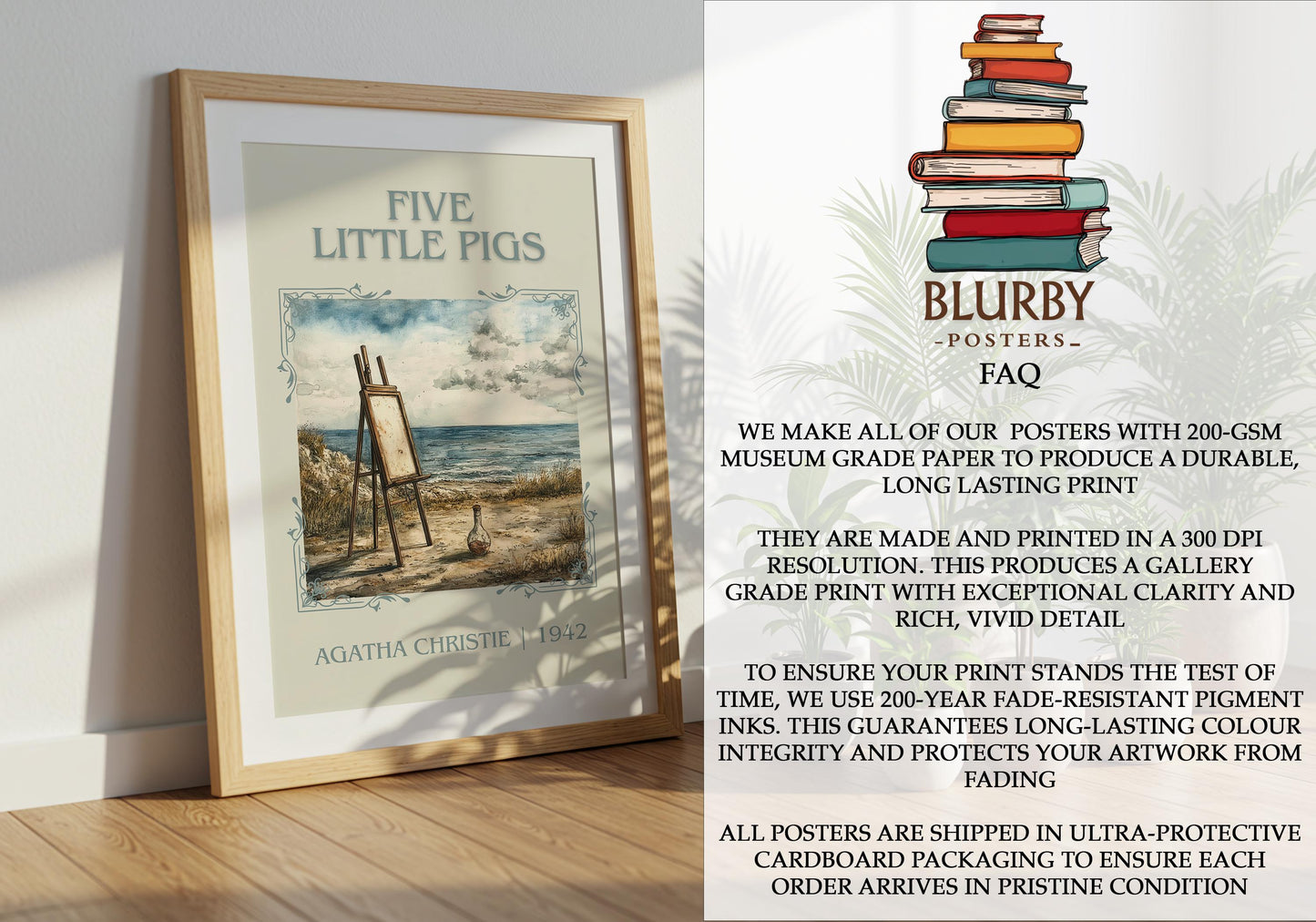 Five Little Pigs by Agatha Christie | Descriptive Book Poster | Minimalist