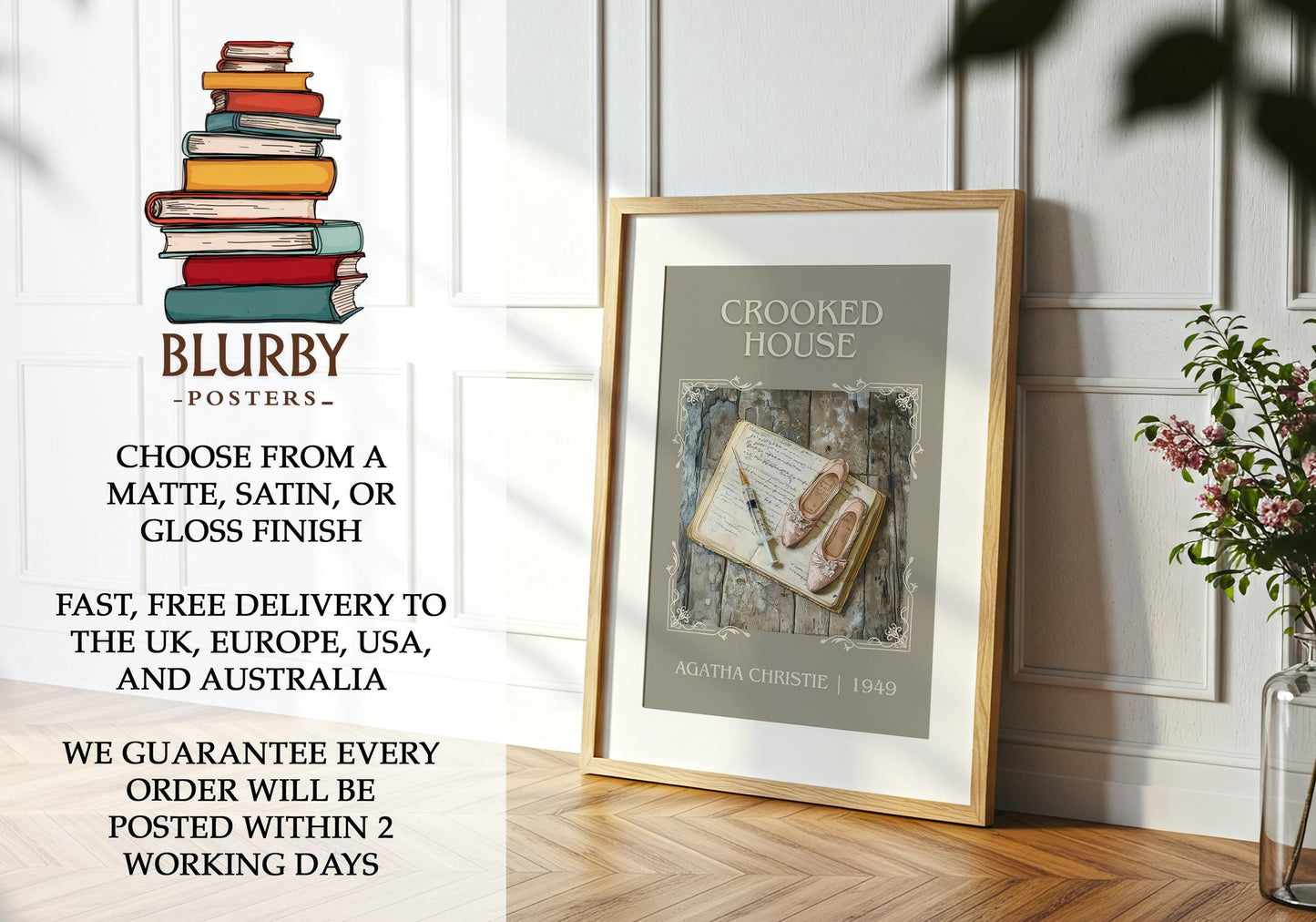 Crooked House book poster packaging – museum-quality print rolled in protective tube