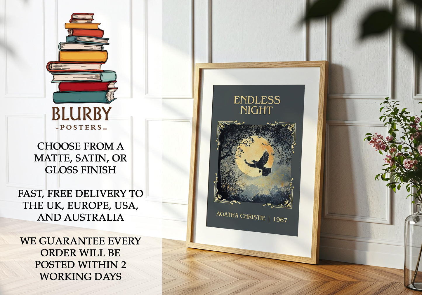 Endless Night book poster packaging – museum-quality print rolled in protective tube