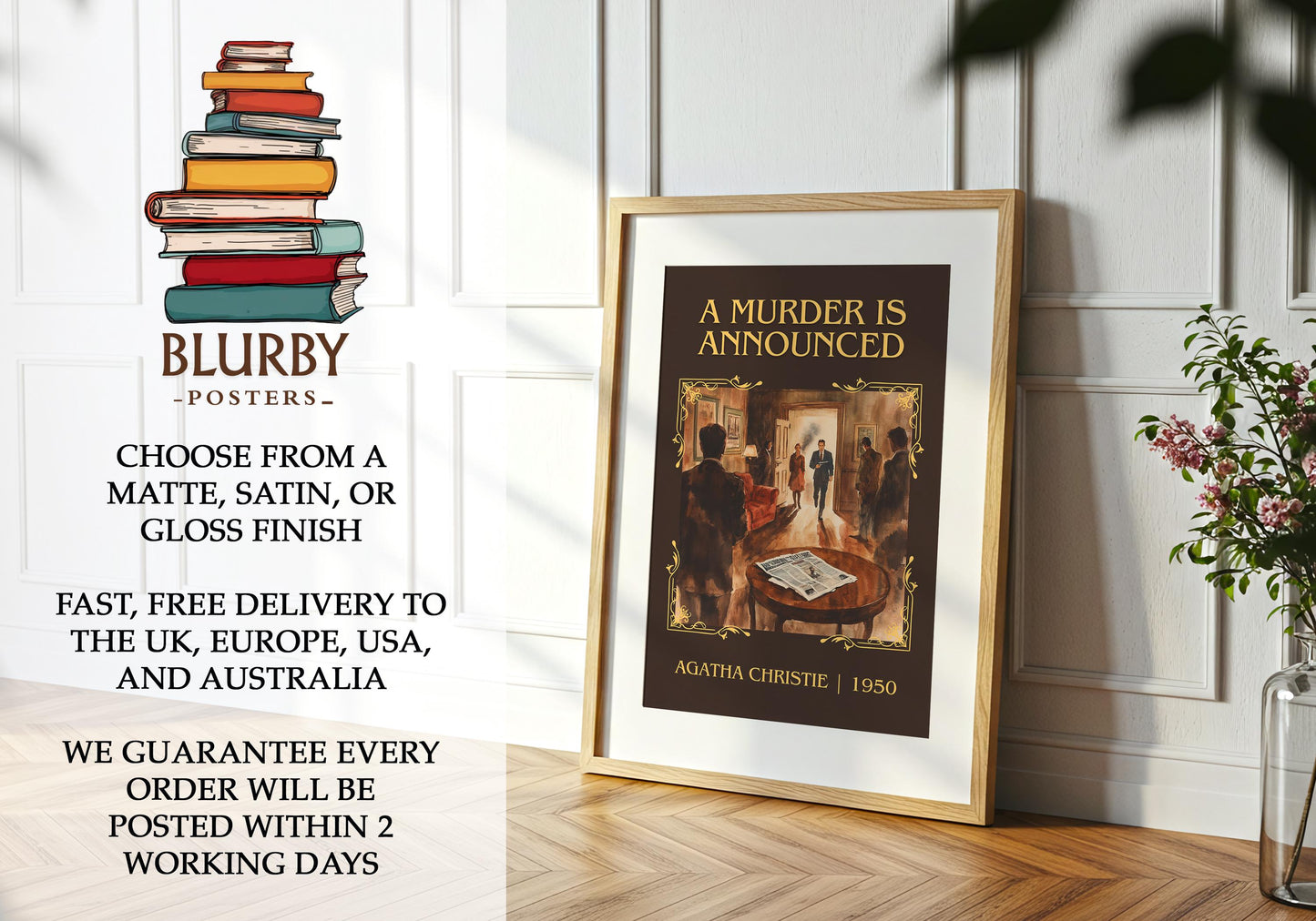 A Murder is Announced book poster packaging – museum-quality print rolled in protective tube