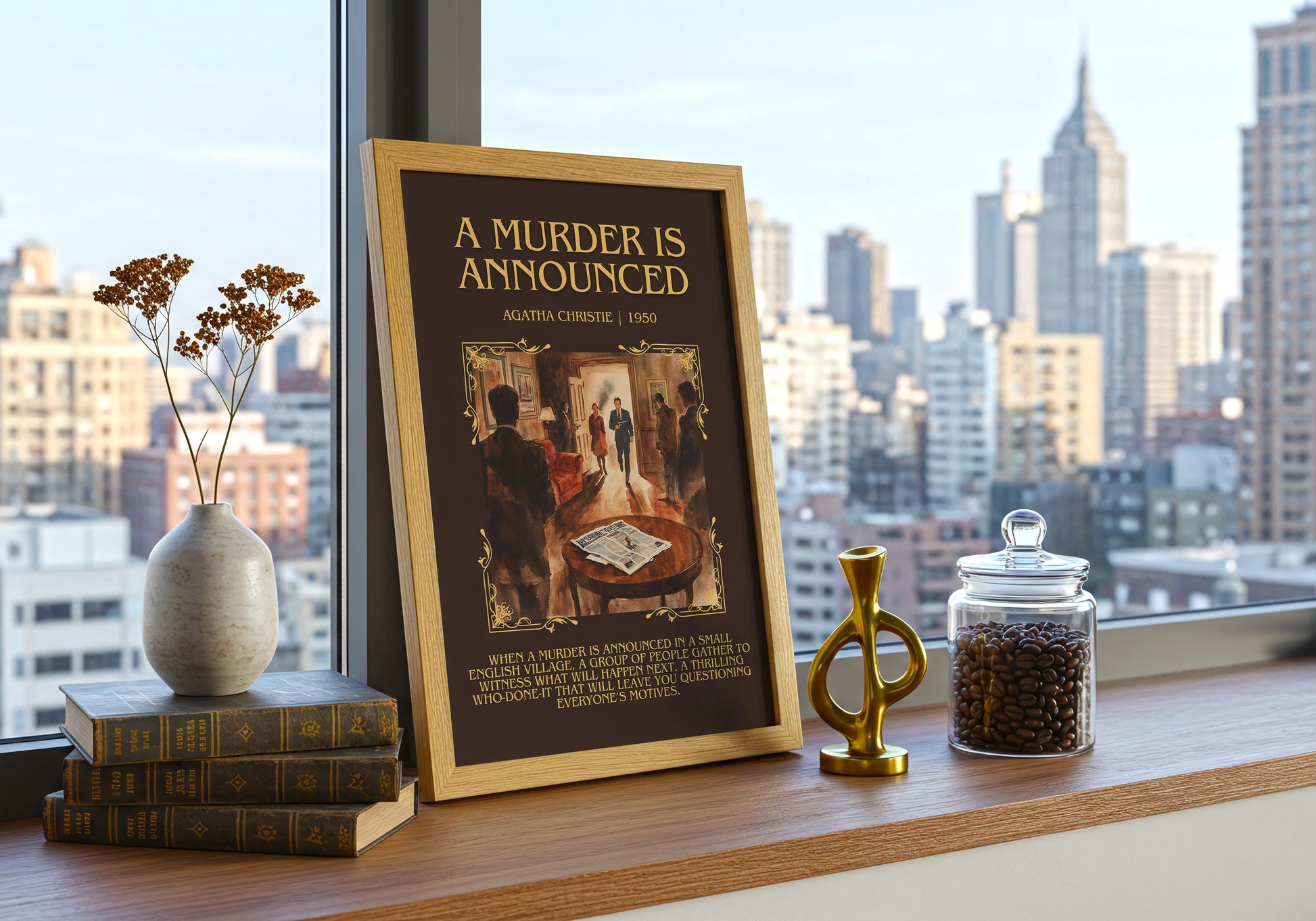 A Murder Is Announced by Agatha Christie | Descriptive Book Poster | Blurby