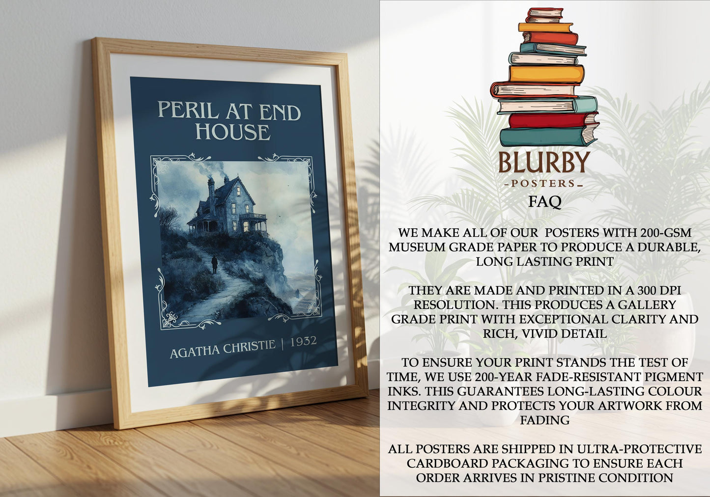 Peril At End House by Agatha Christie | Descriptive Book Poster | Minimalist