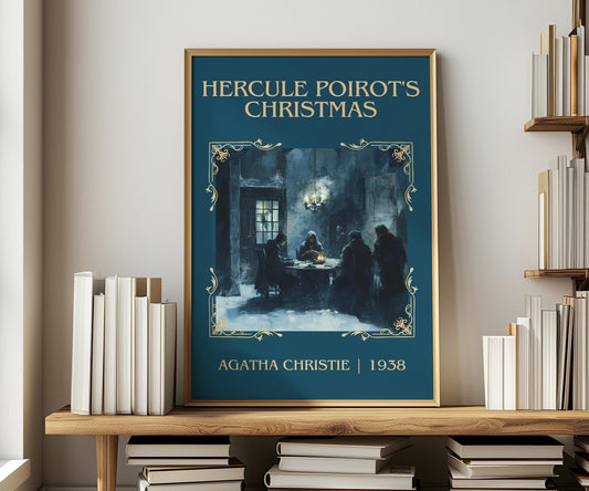 Hercule Poirot's Christmas by Agatha Christie | Descriptive Book Poster | Minimalist