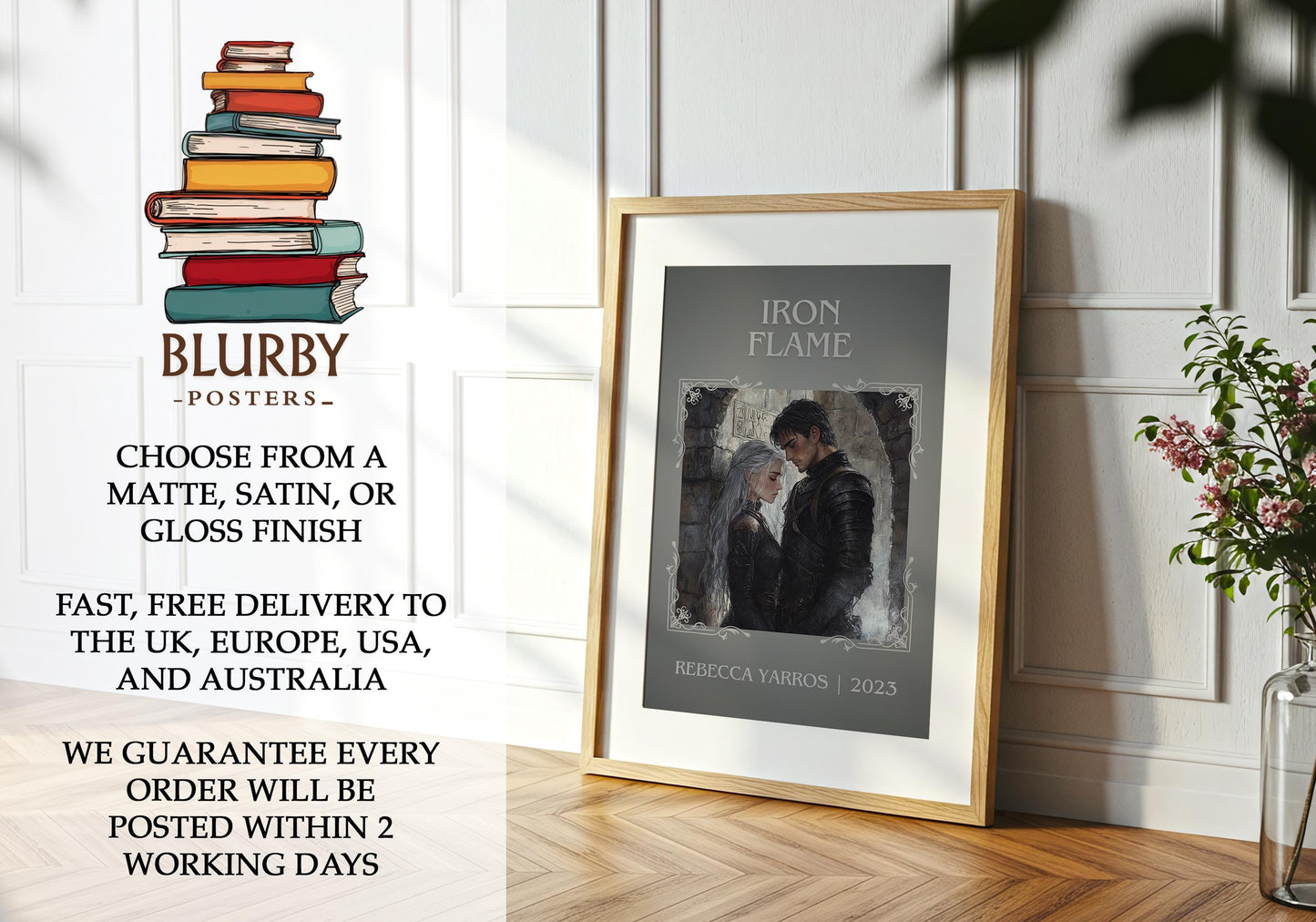 Iron Flame book poster packaging – museum-quality print rolled in protective tube