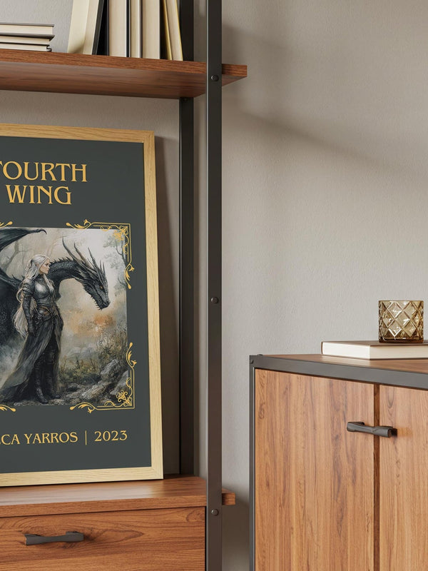 Fourth Wing classic book art print framed by window – literary home decor
