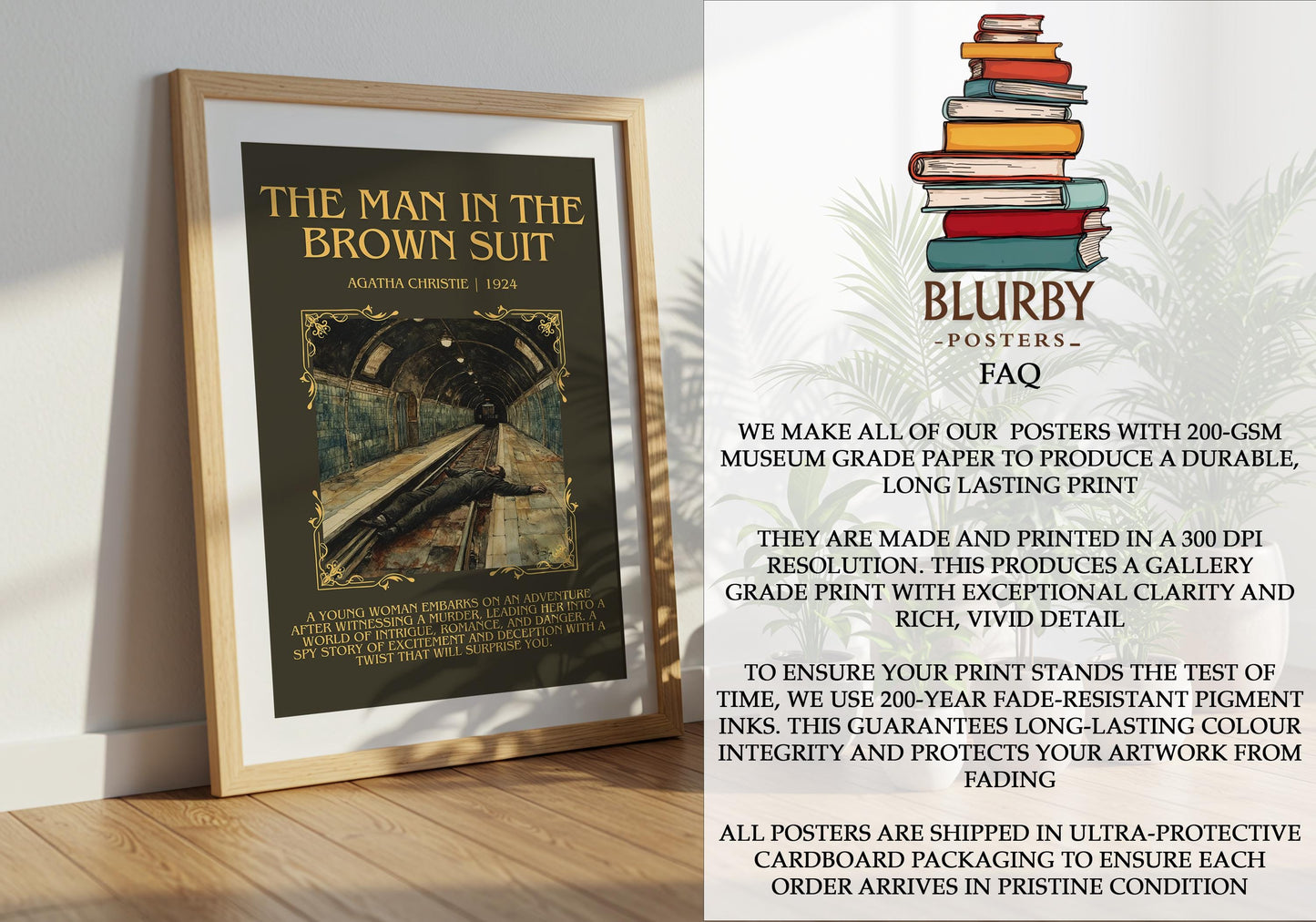 The Man In The Brown Suit by Agatha Christie | Descriptive Book Poster | Blurby