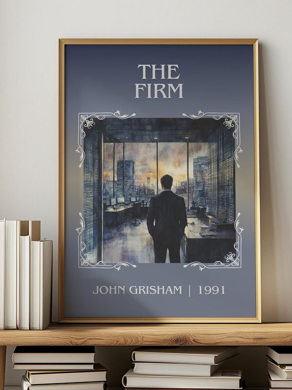 The Firm classic book art print in frame leaning in hallway – thriller wall art