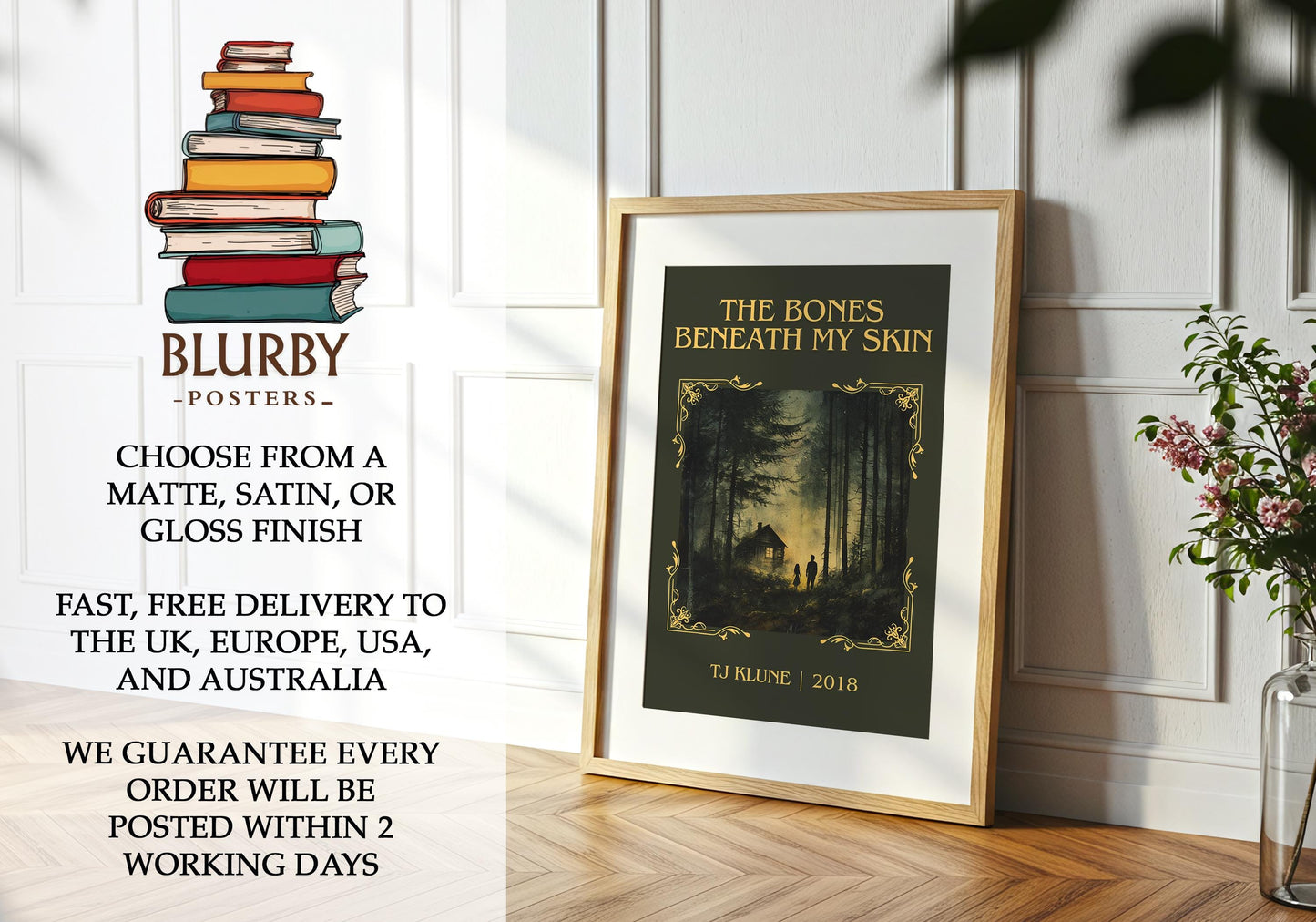 The Bones Beneath My Skin classic book art poster paired in gallery wall – literary art prints