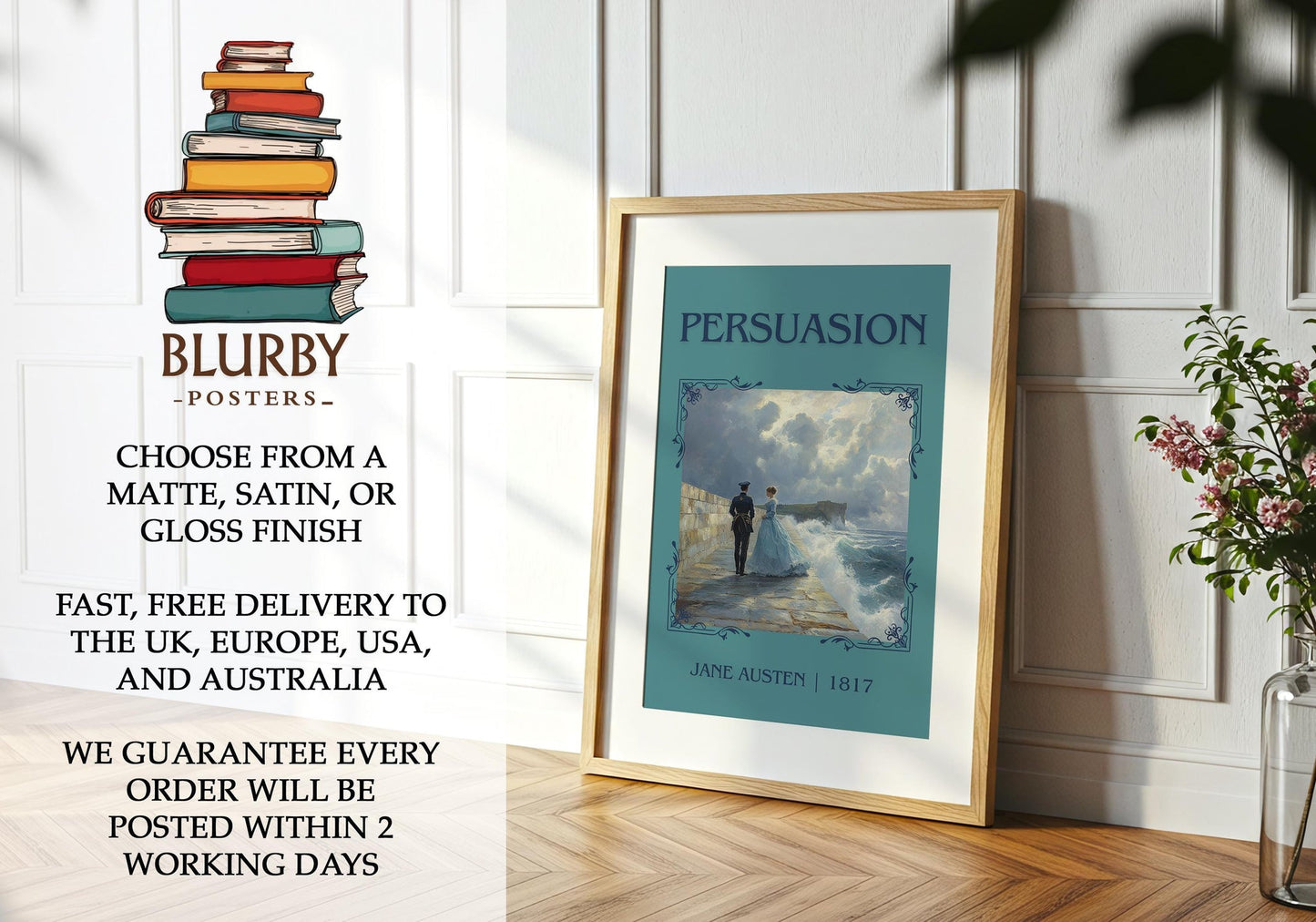 Persuasion book poster packaging – museum-quality print rolled in protective tube