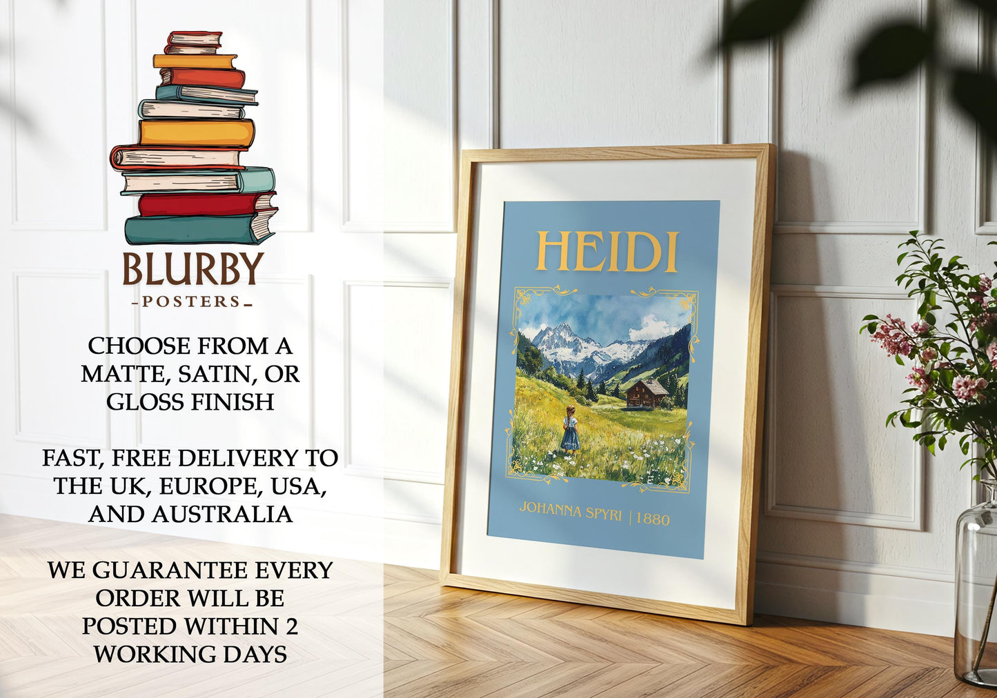 Heidi book poster packaging – museum-quality print rolled in protective tube