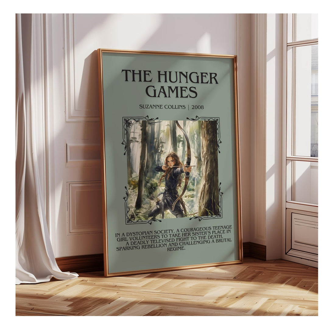 Hunger Games minimalist poster paper finish options – matte satin gloss (mockup)
