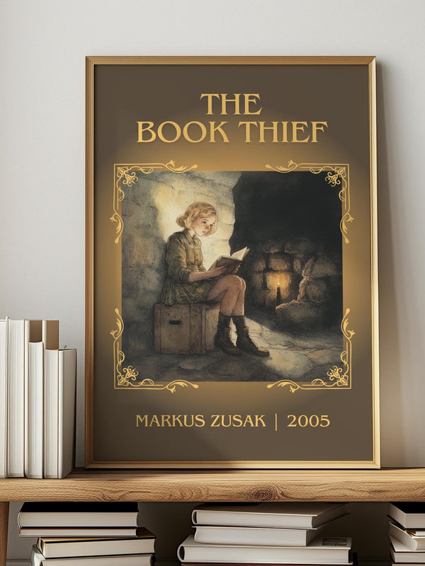 The Book Thief classic book art print in frame leaning in hallway – historical fiction wall art