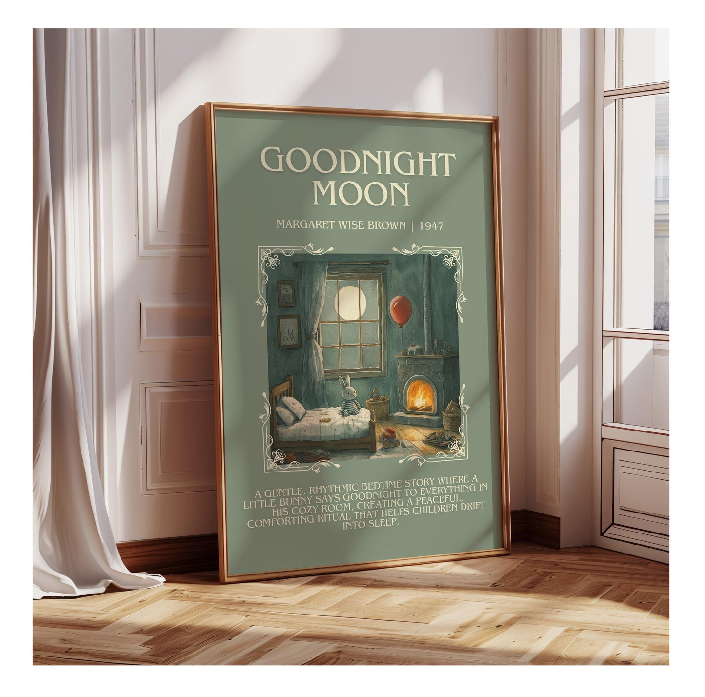 Goodnight Moon by Margaret Wise Brown | Descriptive Book Poster | Blurby