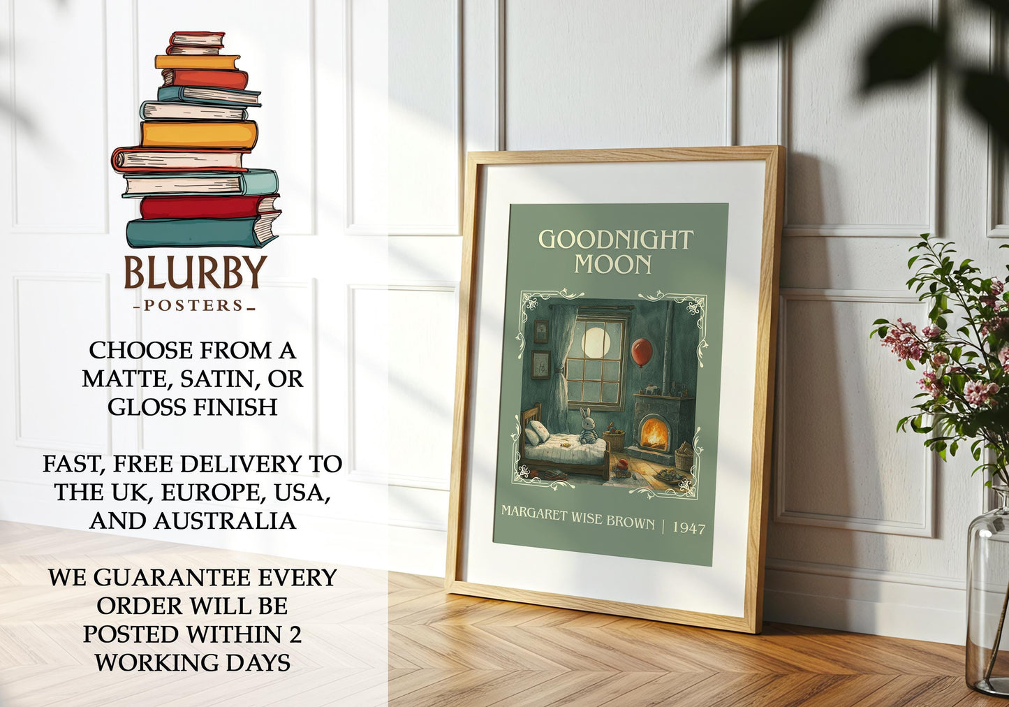 Good Night Moon book poster packaging – museum-quality print rolled in protective tube
