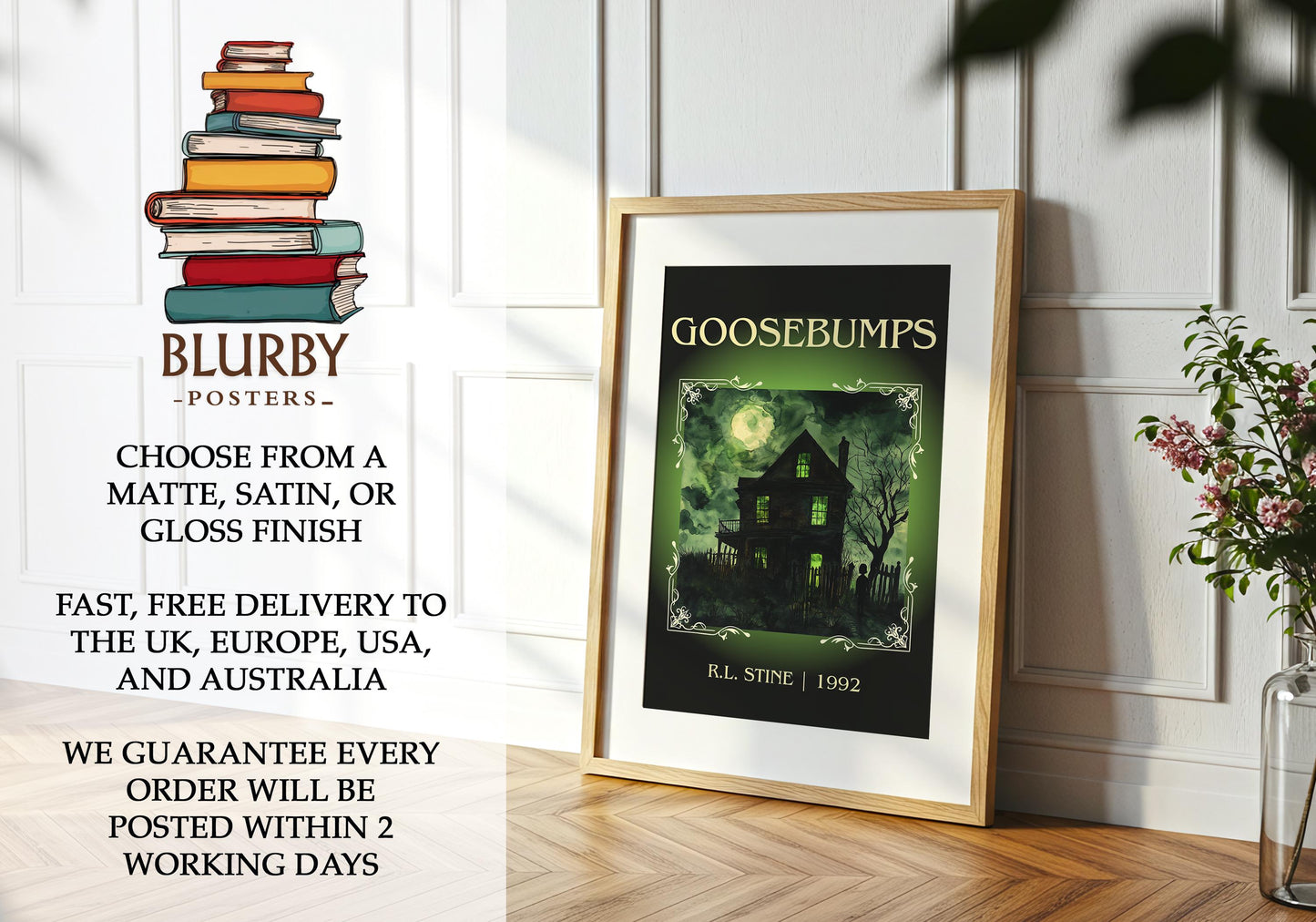 Goosebumps book poster packaging – museum-quality print rolled in protective tube