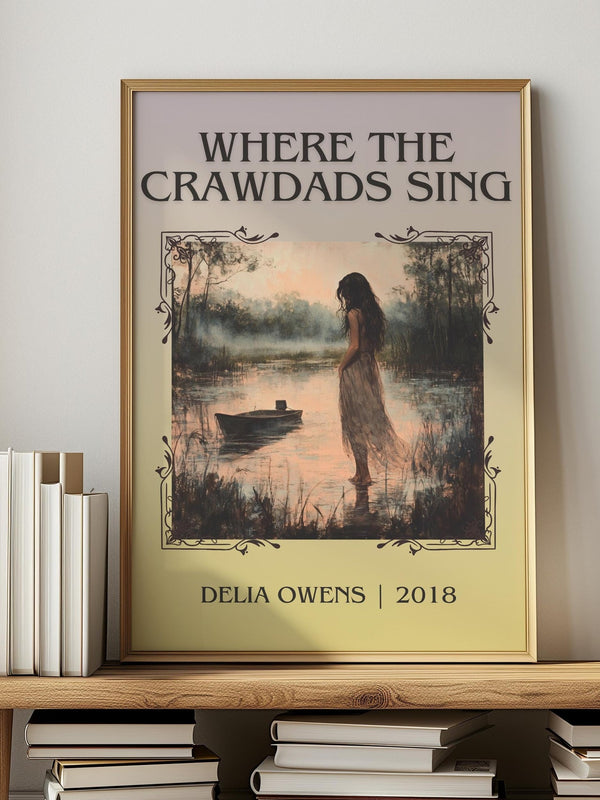 Where the Crawdads Sing classic book art print in frame leaning in hallway – historical fiction wall art