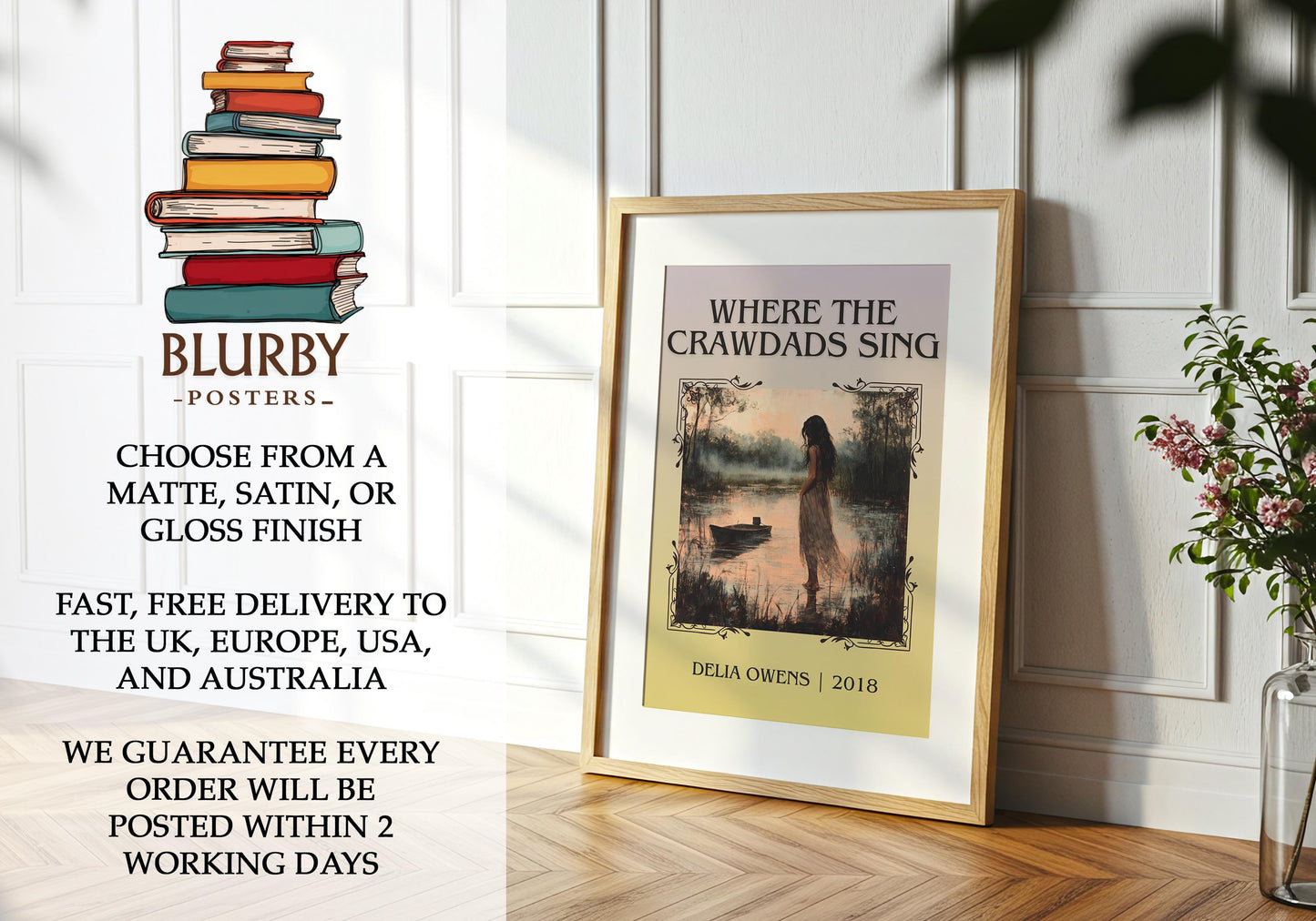 Where The Crawdads Sing by Delia Owens | Descriptive Book Poster | Minimalist