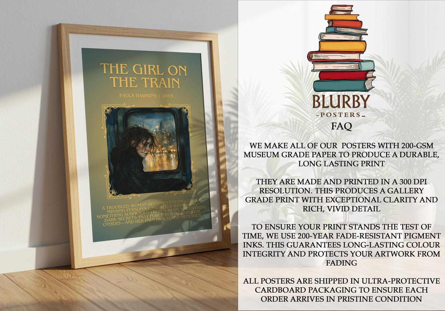 The Girl On The Train by Paula Hawkins | Descriptive Book Poster | Blurby