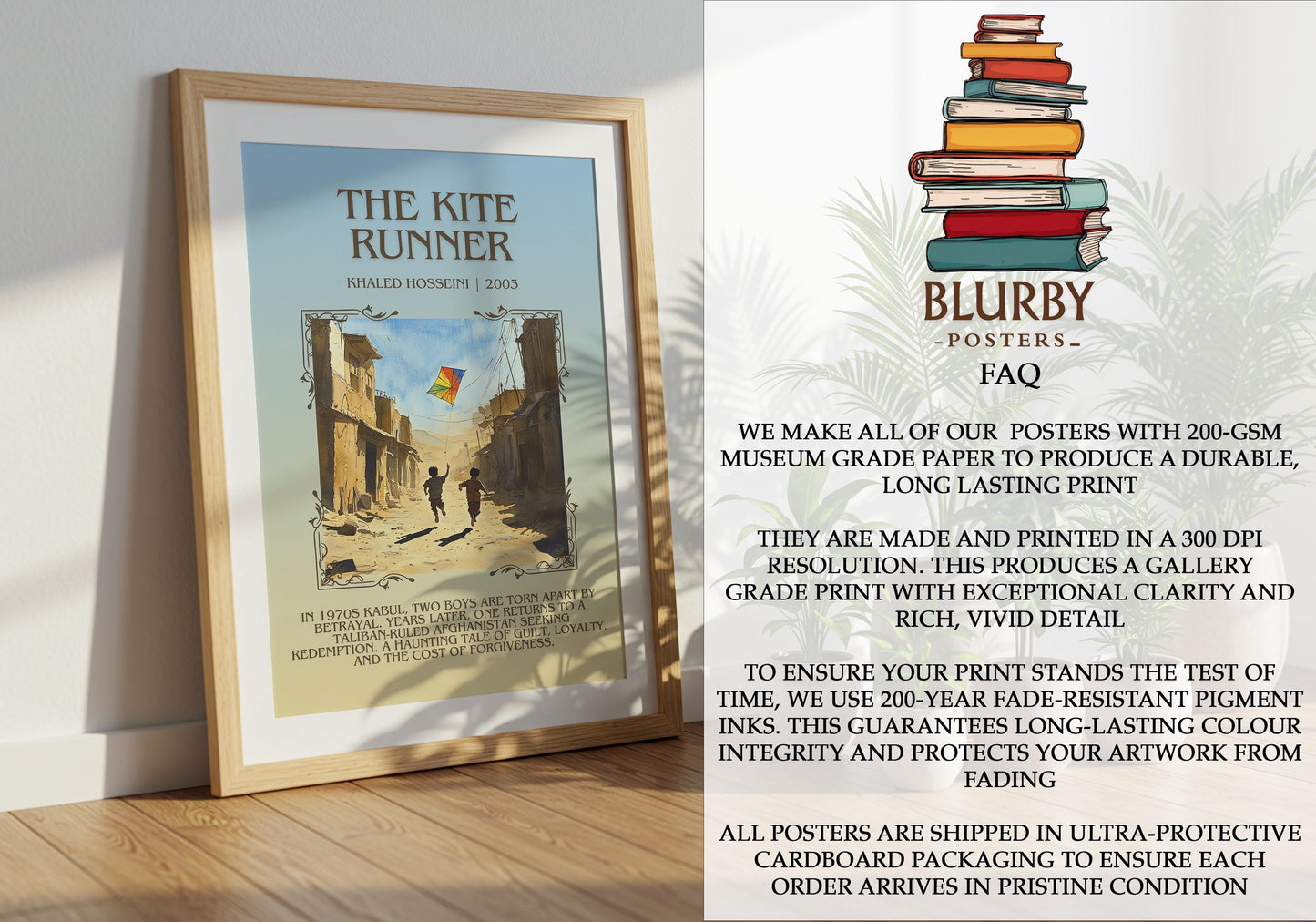 The Kite Runner by Khaled Hosseini | Descriptive Book Poster | Blurby