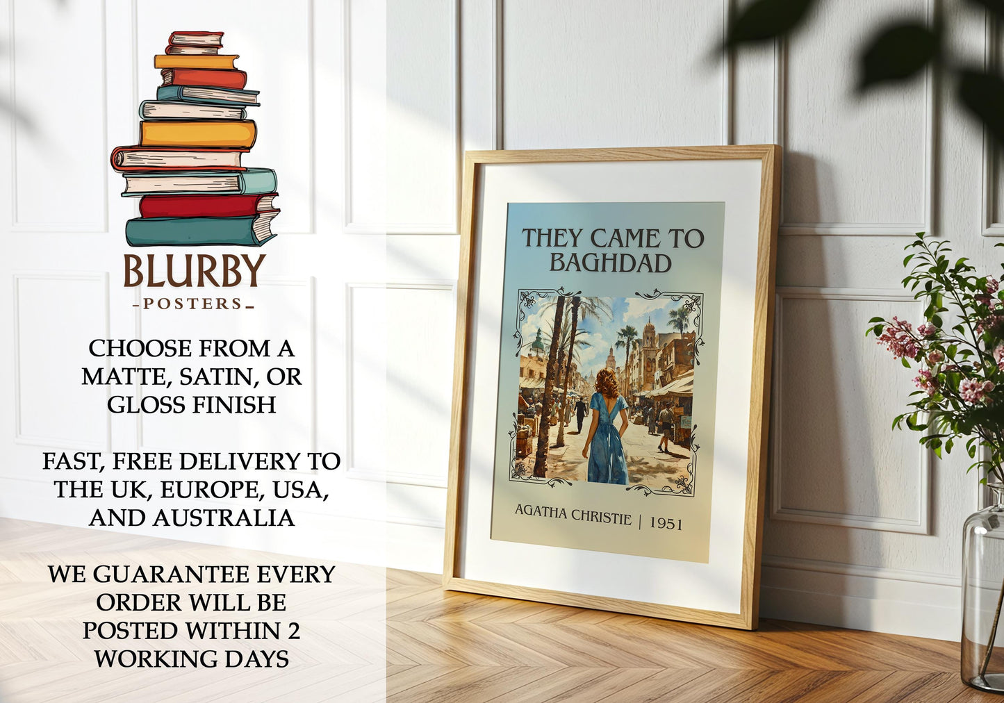 They Came To Baghdad by Agatha Christie | Descriptive Book Poster | Minimalist