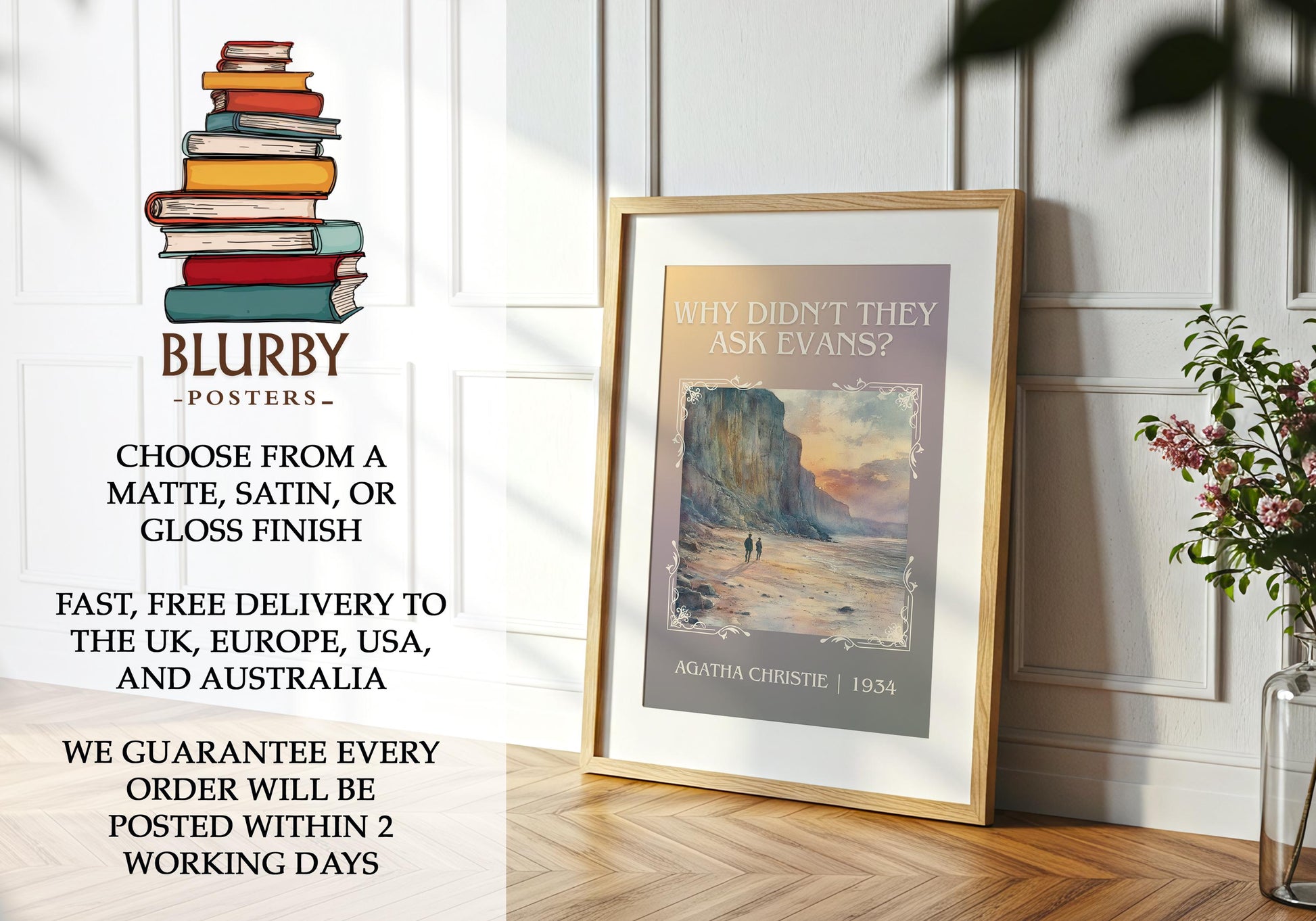 Why Didn't They Ask Evans? by Agatha Christie | Descriptive Book Poster | Minimalist