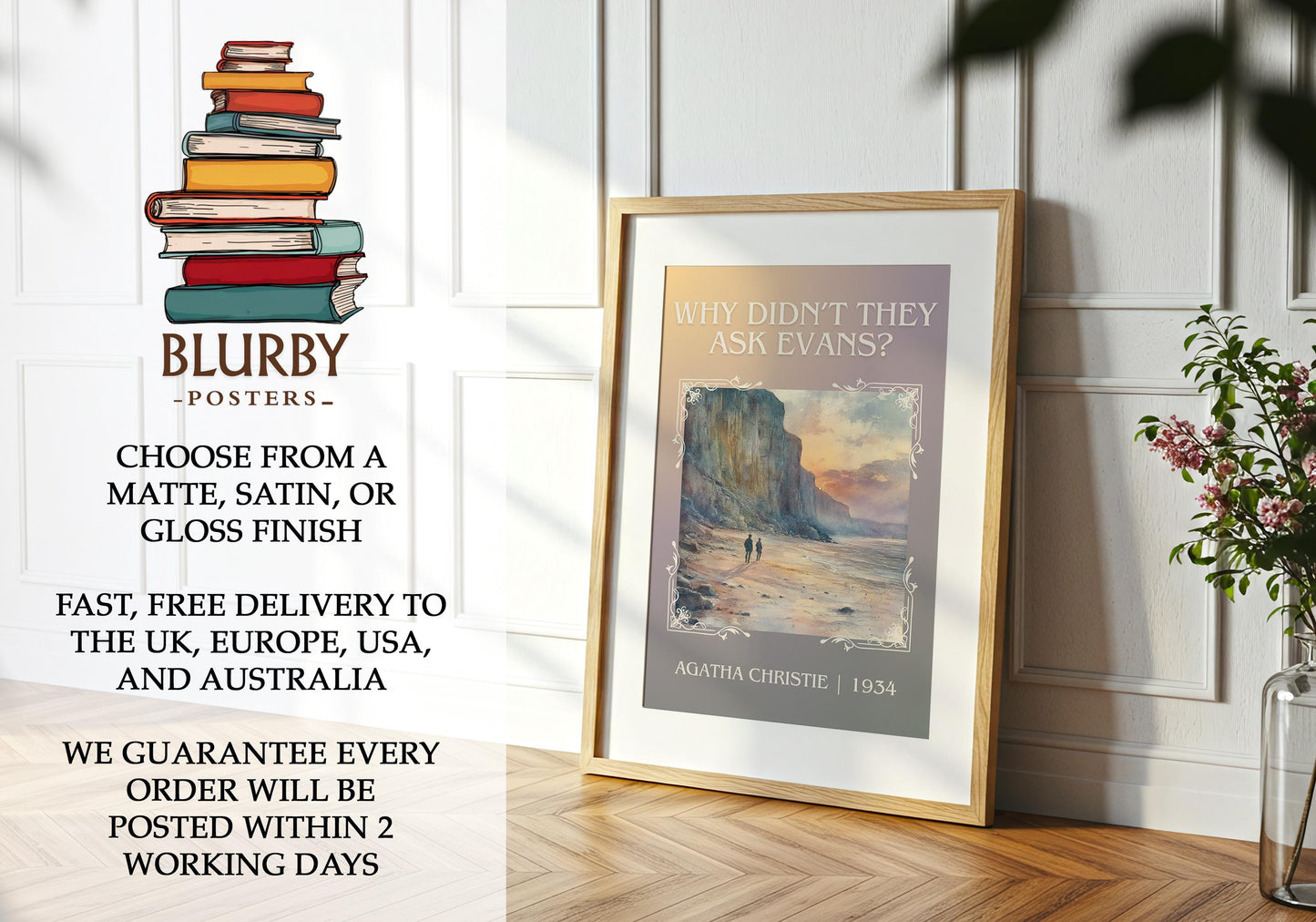 Why Didn't They Ask Evans? by Agatha Christie | Descriptive Book Poster | Minimalist