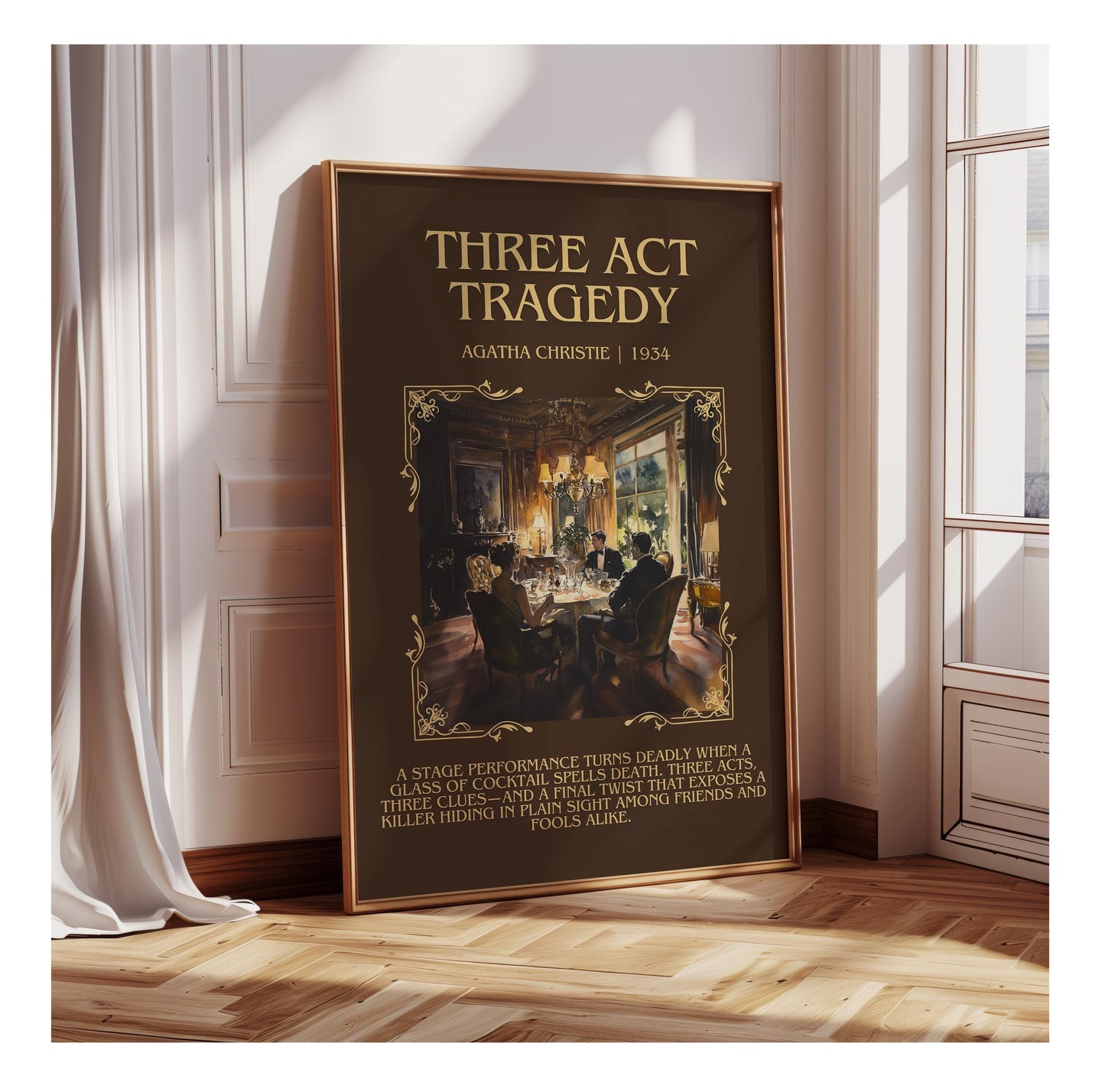 Three Act Tragedy by Agatha Christie | Descriptive Book Poster | Blurby