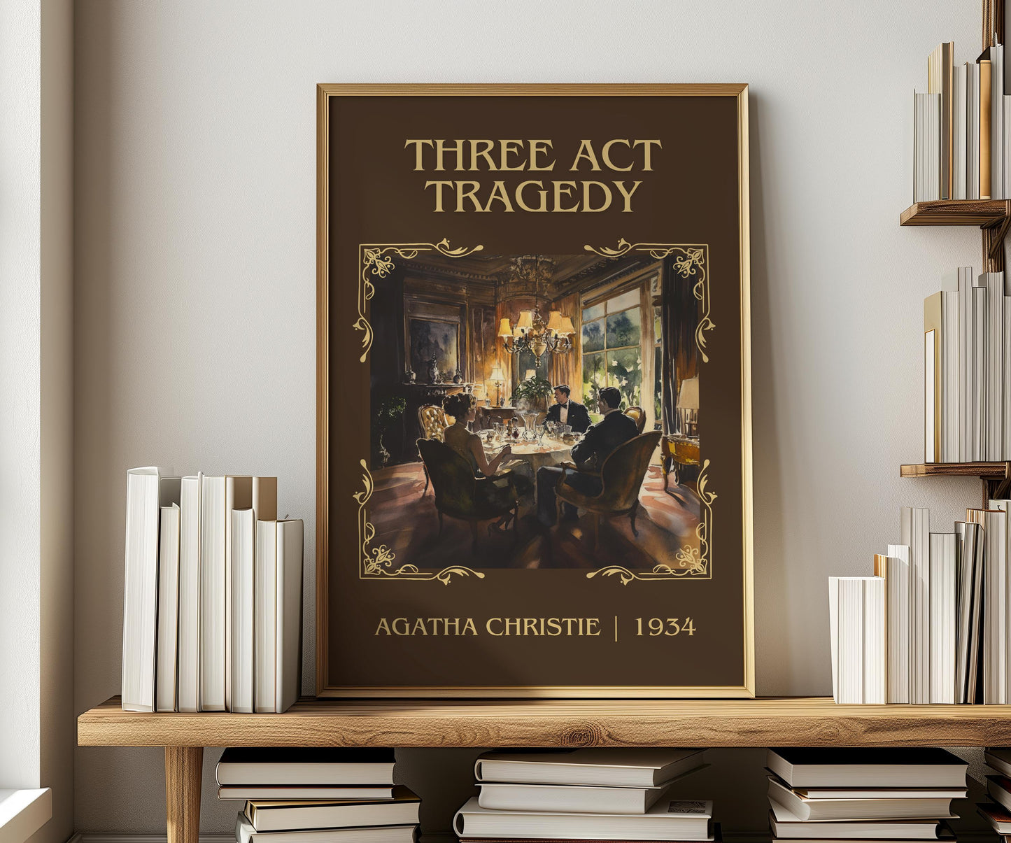 Three Act Tragedy by Agatha Christie | Descriptive Book Poster | Minimalist