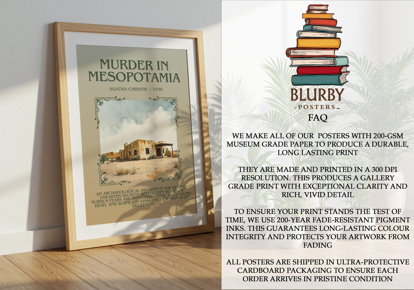 Murder In Mesopotamia by Agatha Christie | Descriptive Book Poster | Blurby