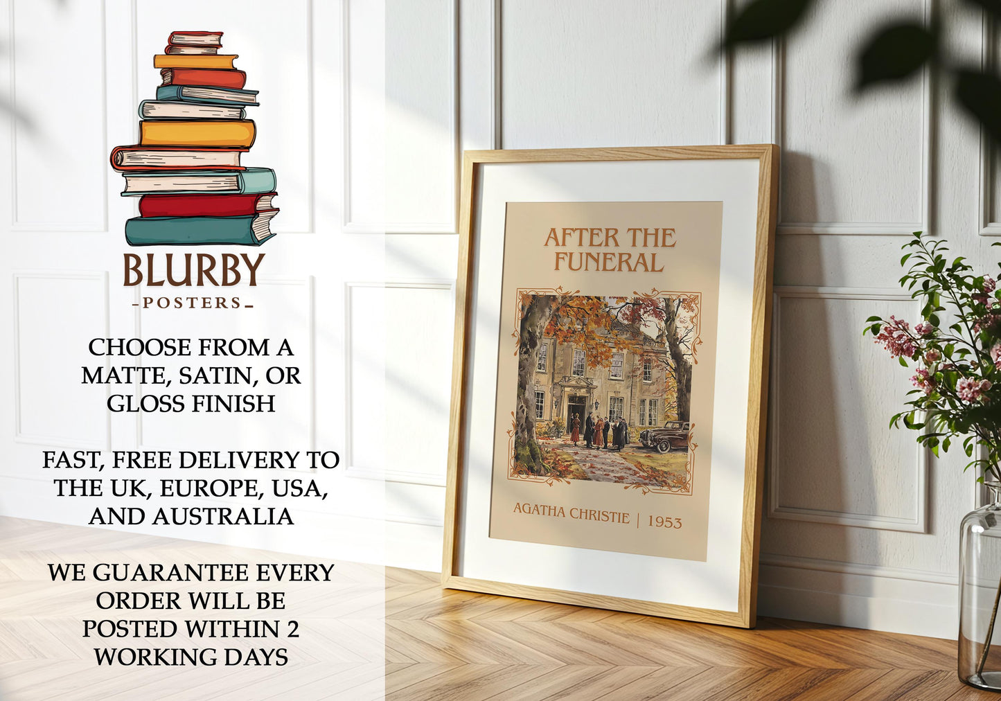 After The Funeral by Agatha Christie | Descriptive Book Poster | Minimalist