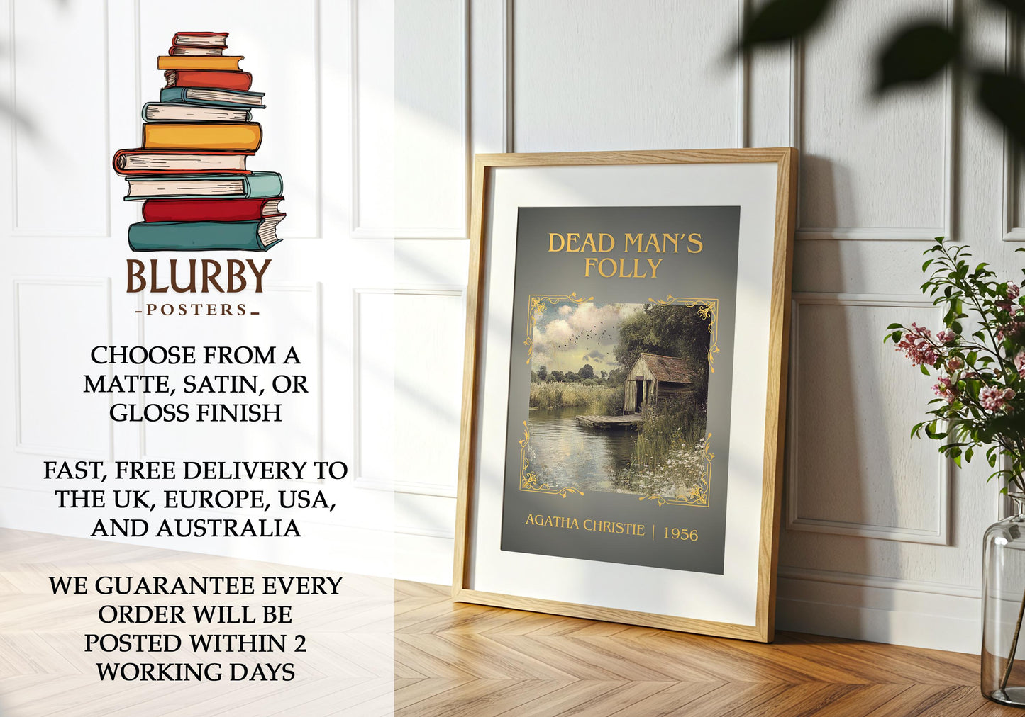 Dead Man's Folly book poster packaging – museum-quality print rolled in protective tube