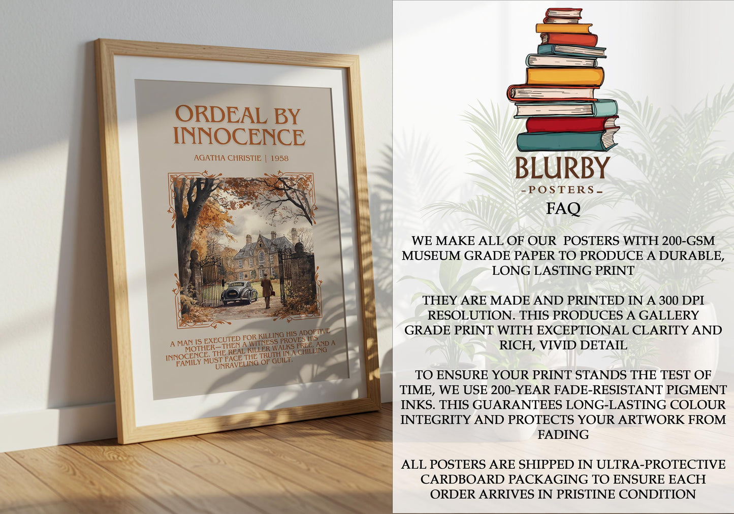 Ordeal By Innocence by Agatha Christie | Descriptive Book Poster | Blurby
