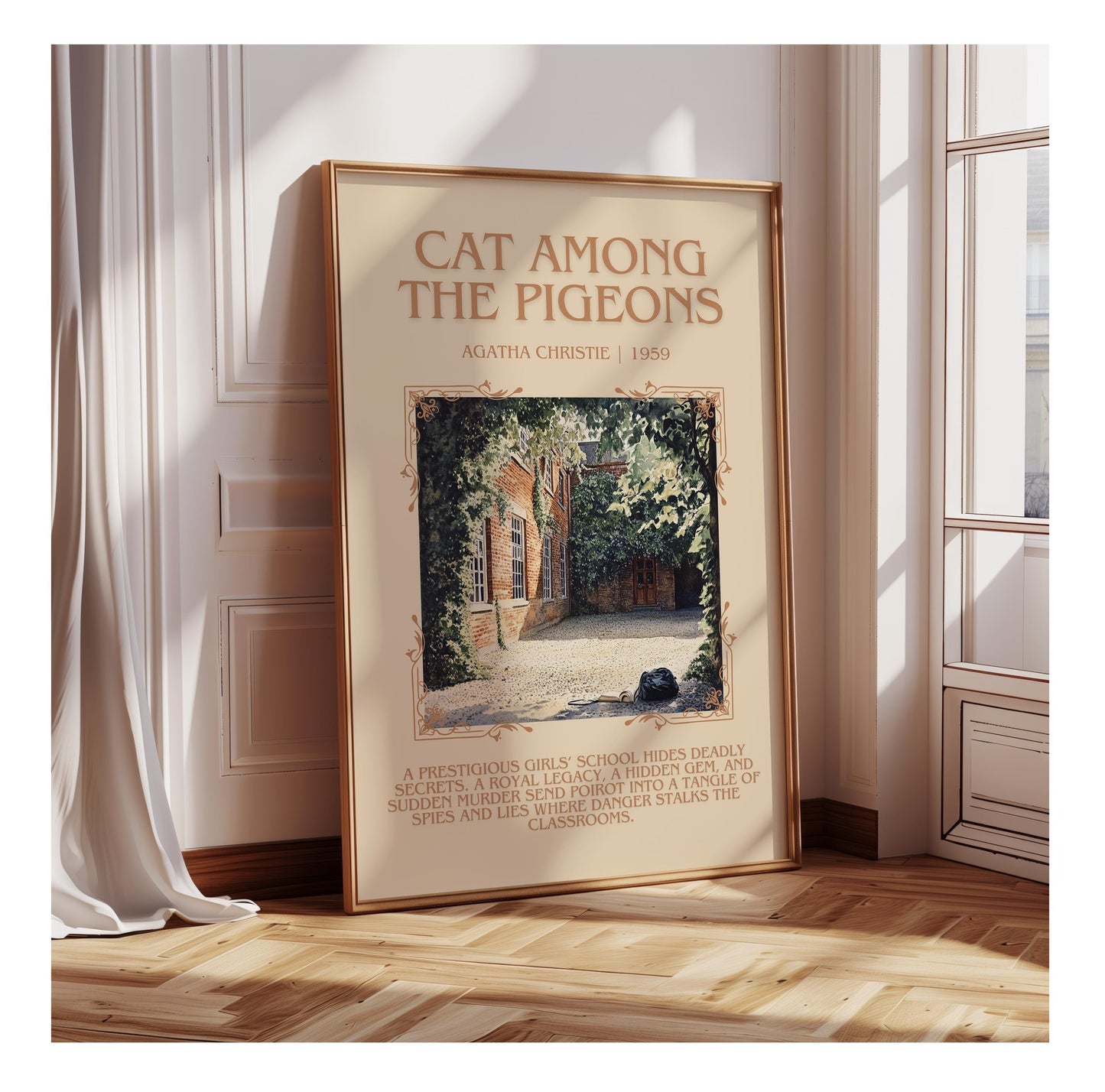 Cat Among The Pigeons by Agatha Christie | Descriptive Book Poster | Blurby