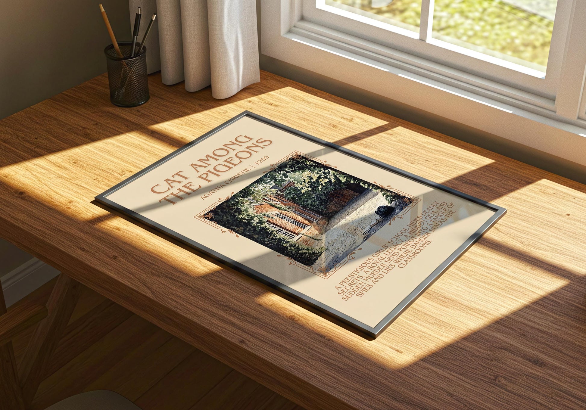 Cat Among The Pigeons by Agatha Christie | Descriptive Book Poster | Blurby