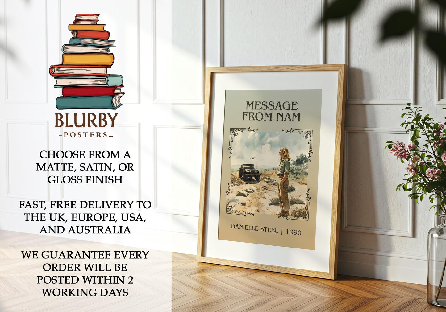 Message From Nam by Danielle Steel | Descriptive Book Poster | Minimalist