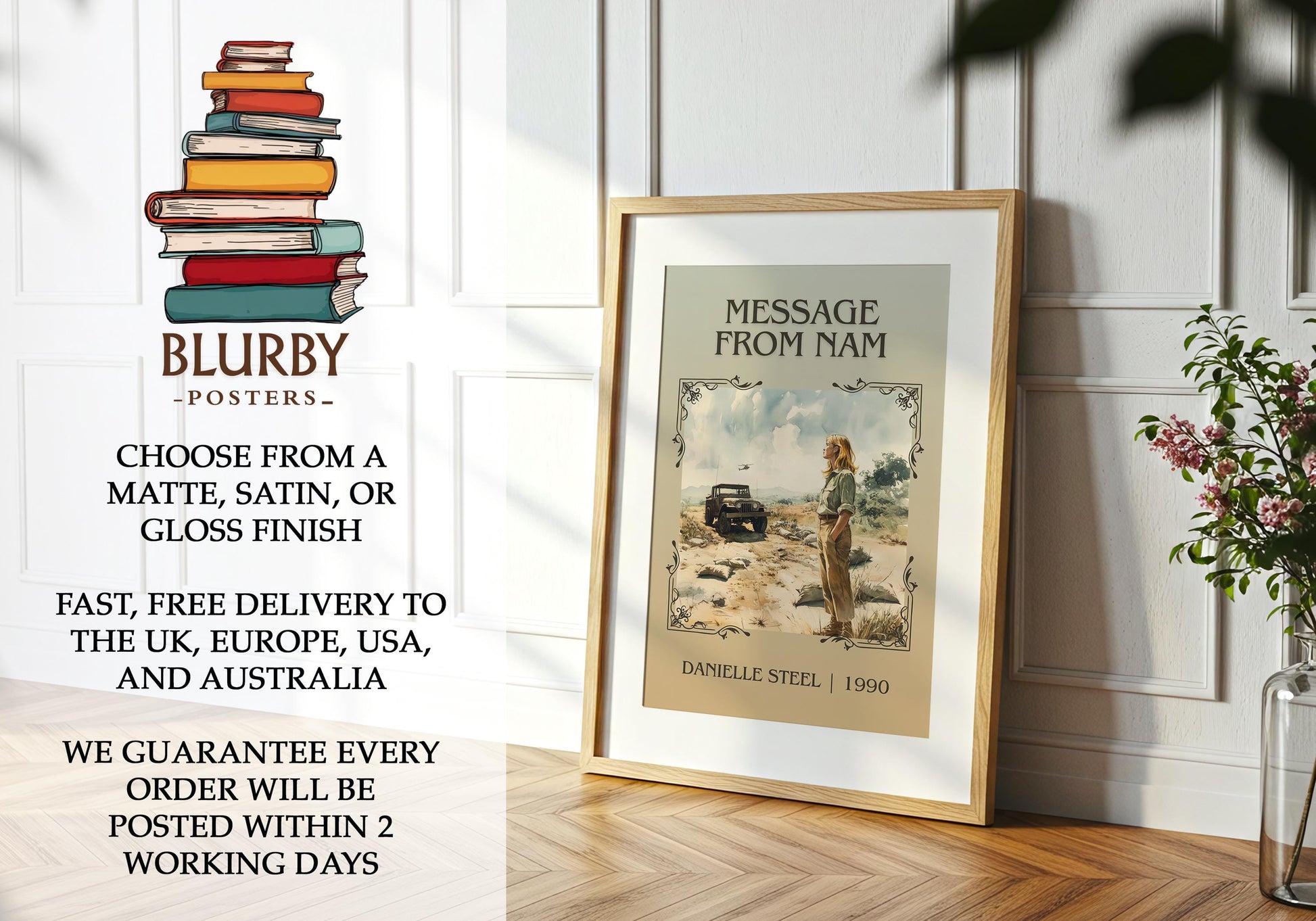 Message From Nam by Danielle Steel | Descriptive Book Poster | Minimalist