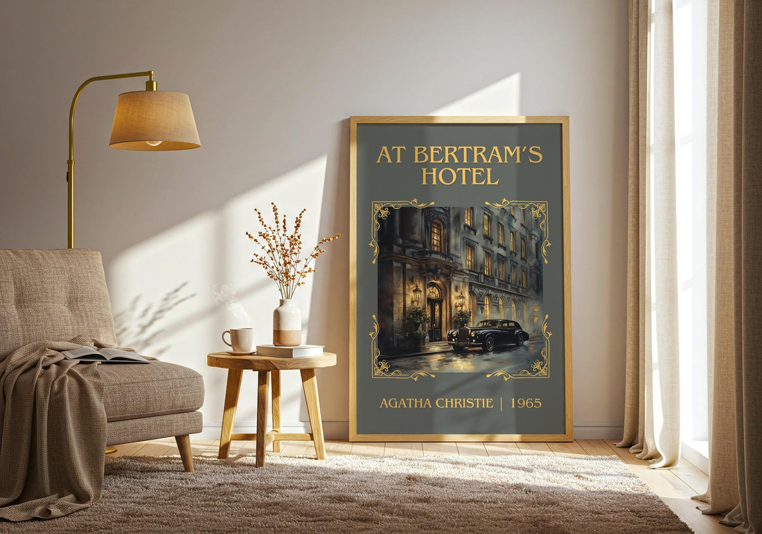 At Bertram's Hotel classic book art print paper finish options – matte satin gloss (mockup)