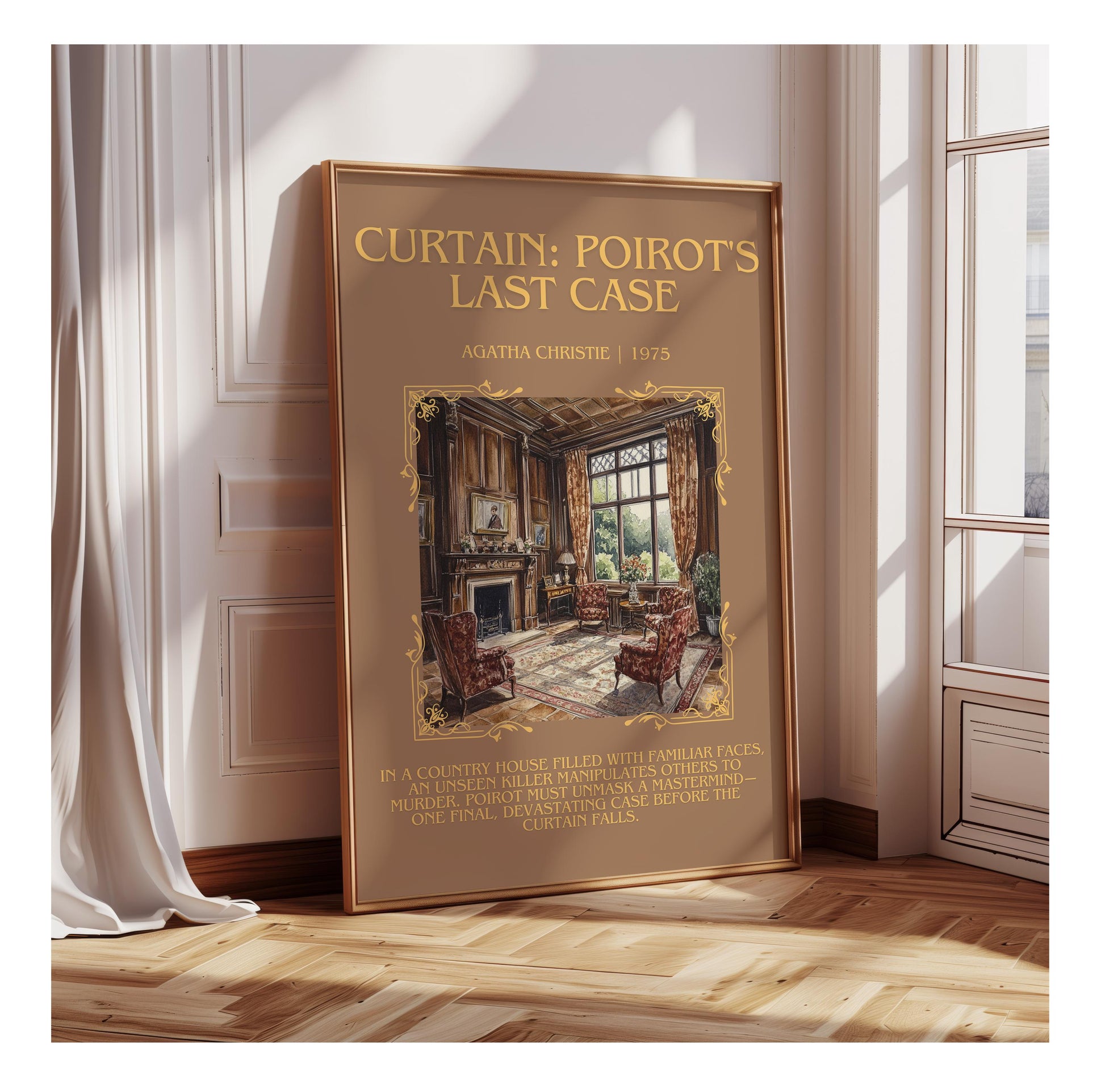 Curtain: Poirot's Last Case by Agatha Christie | Descriptive Book Poster | Blurby