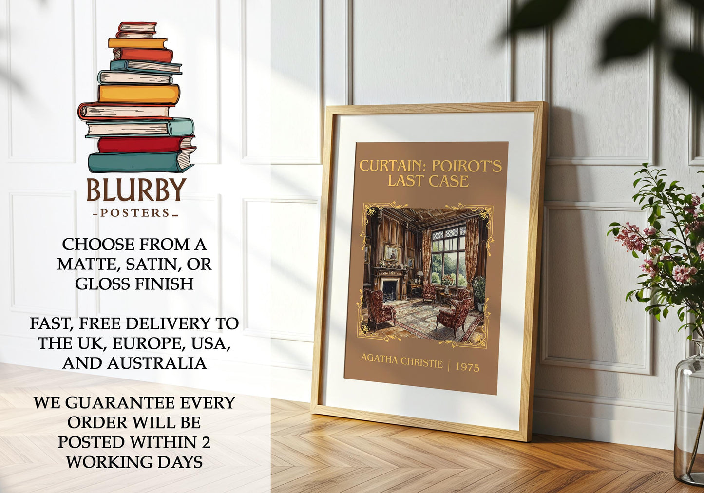 Curtain: Poirot's Last Case book poster packaging – museum-quality print rolled in protective tube