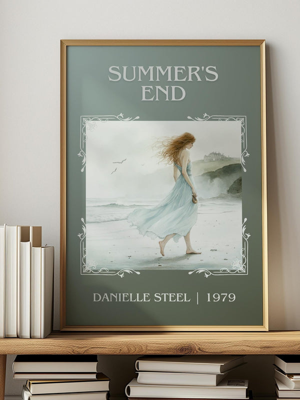 Summer's End classic book art print in frame leaning in hallway – romance wall art