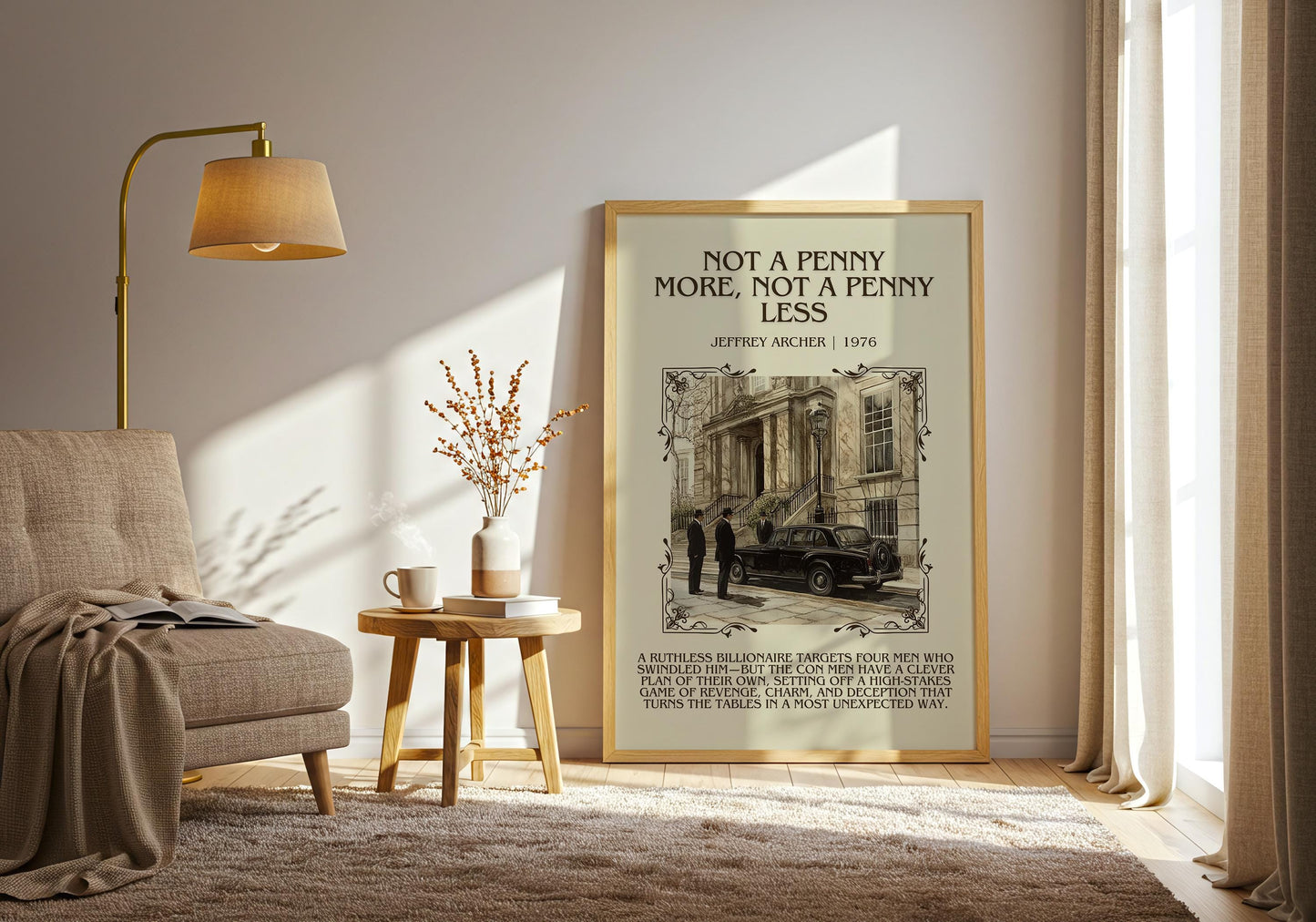 Not A Penny More, Not A Penny Less by Jeffrey Archer | Descriptive Book Poster | Blurby