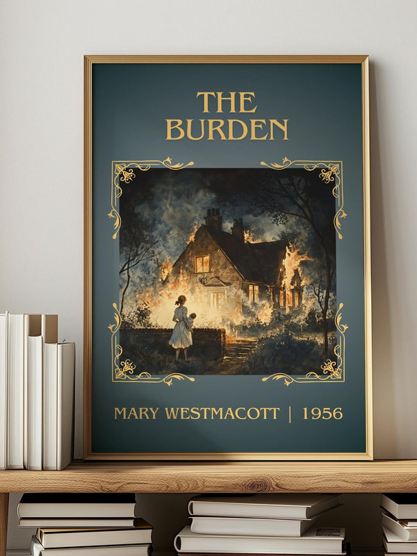 The Burden classic book art print in frame leaning in hallway – romance wall art