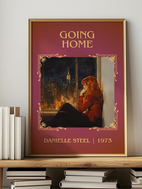 Going Home classic book art print in frame leaning in hallway – romance wall art