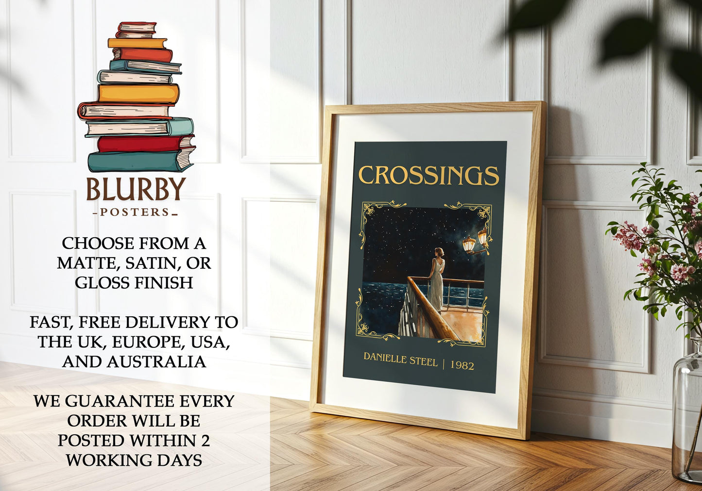 Crossings by Danielle Steel | Descriptive Book Poster | Minimalist