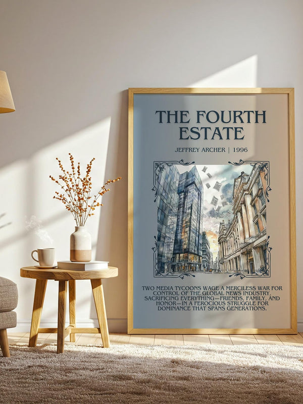 The Fourth Estate minimalist print framed by window – literary home decor