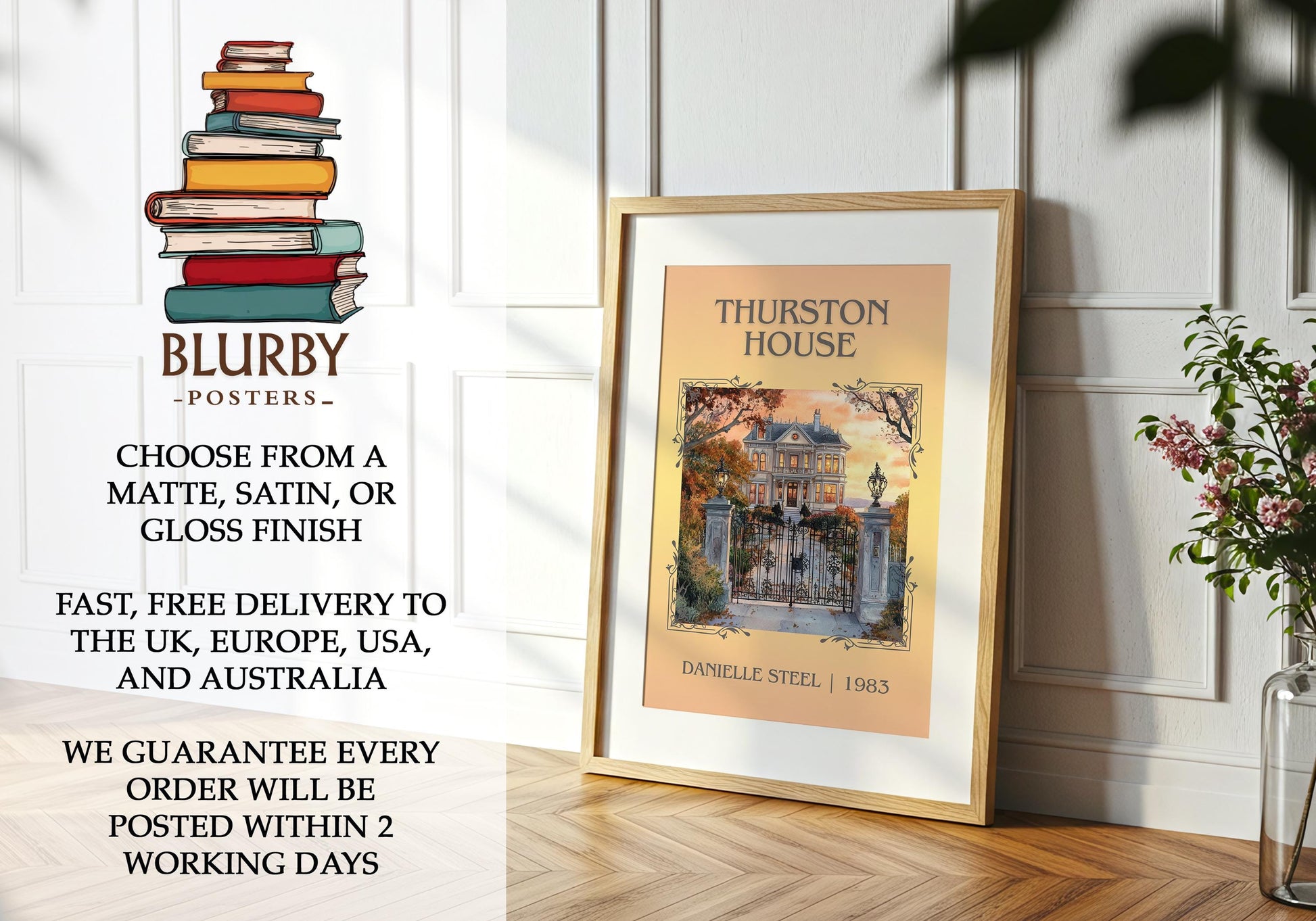 Thurston House by Danielle Steel | Descriptive Book Poster | Minimalist