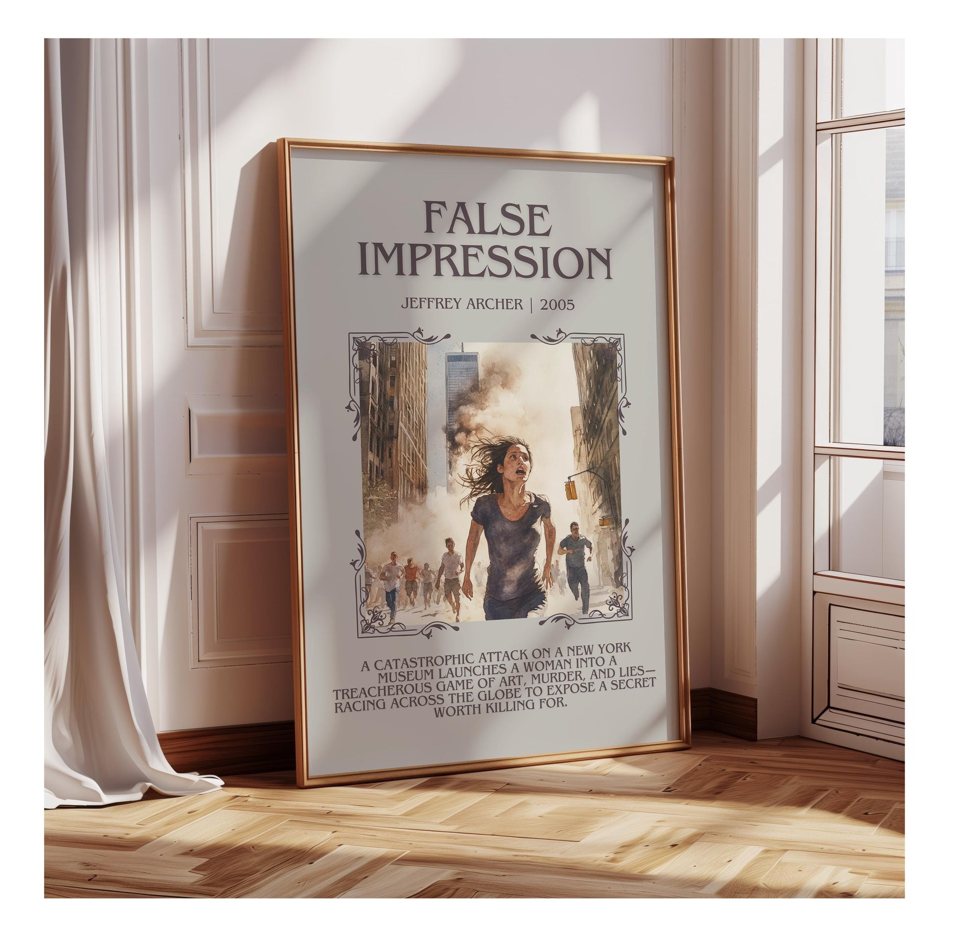 False Impression by Jeffrey Archer | Descriptive Book Poster | Blurby