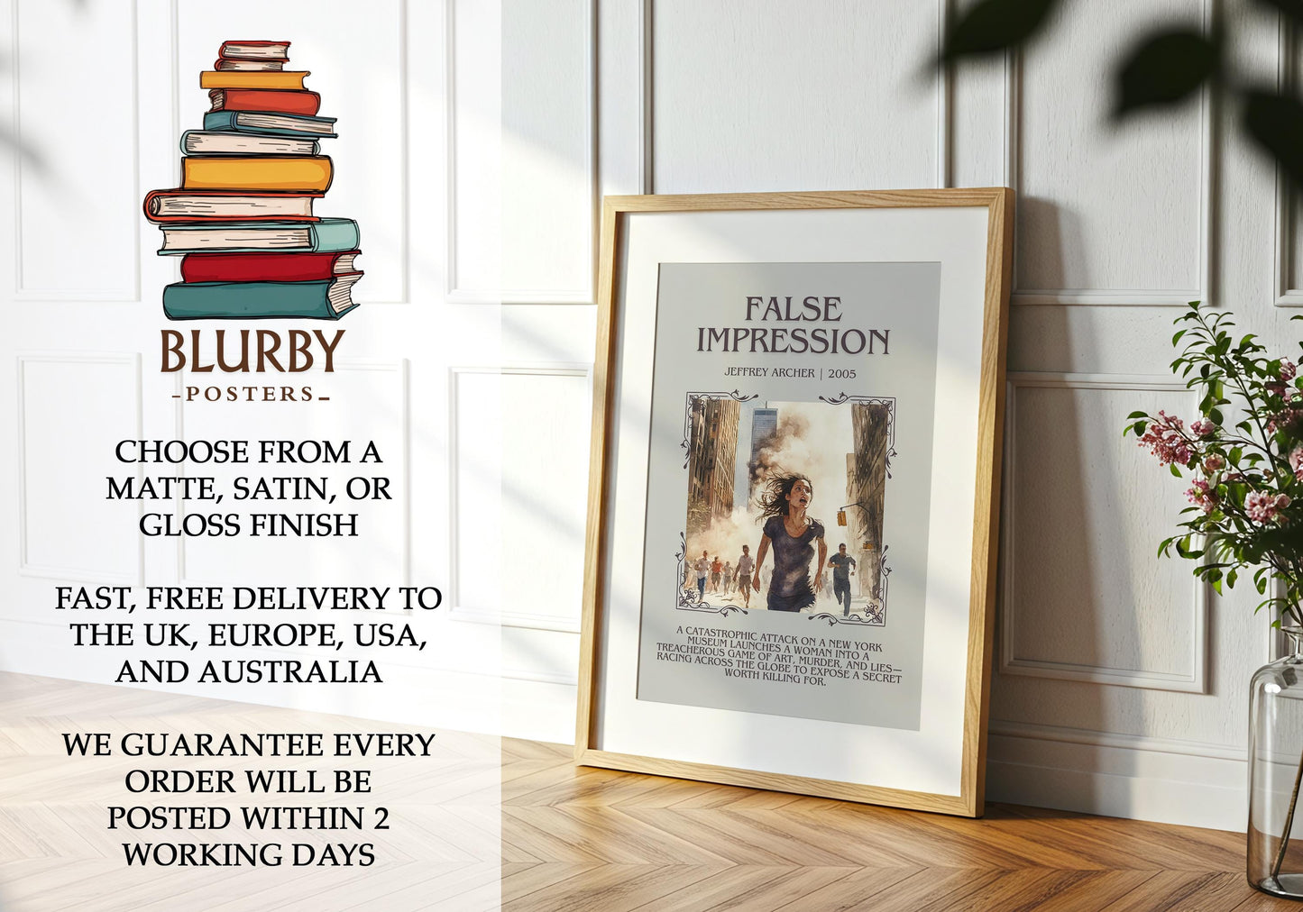 False Impression by Jeffrey Archer | Descriptive Book Poster | Blurby